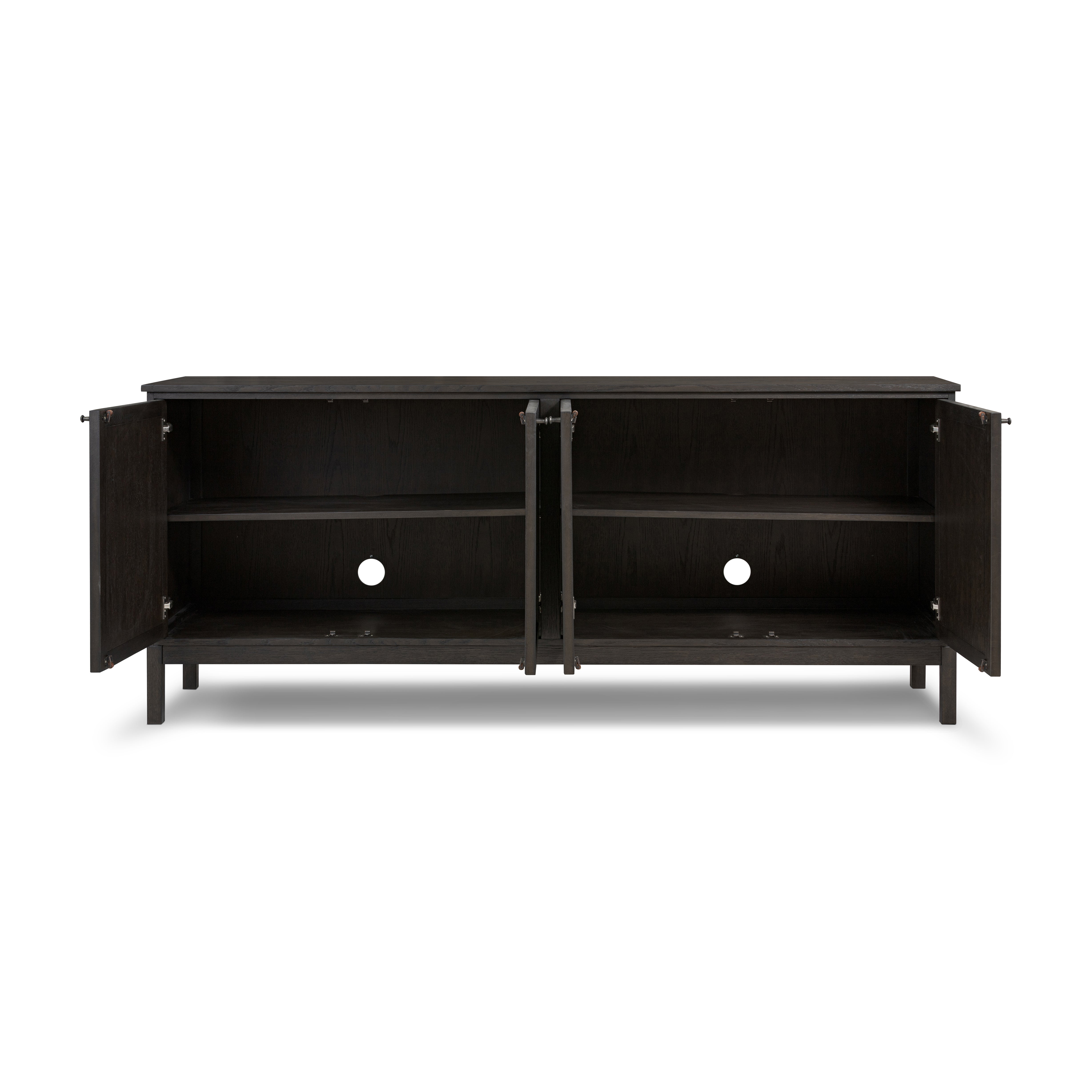 Smoked Black Cara Sideboard shown with doors open