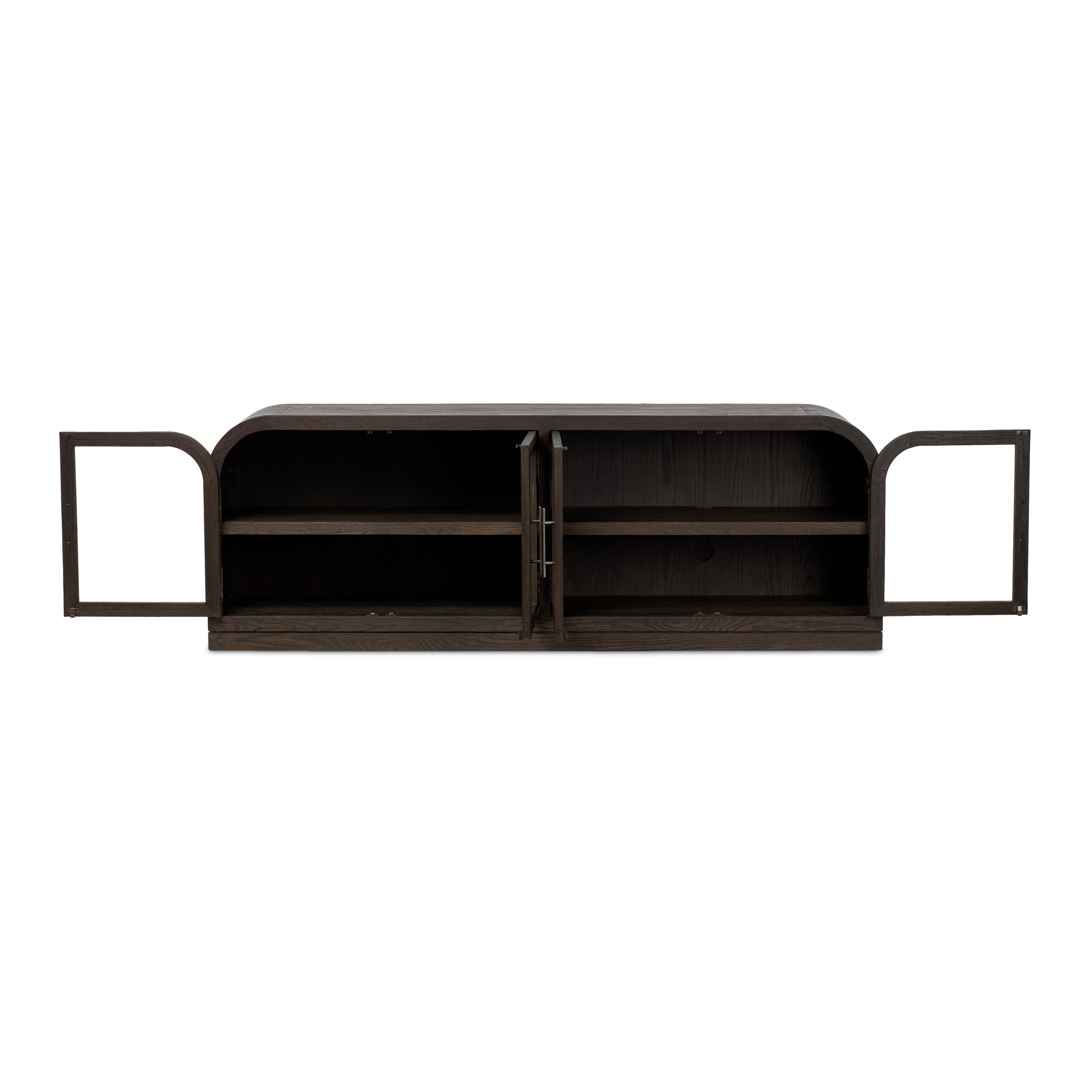 Sabrina Media Console shown with doors open