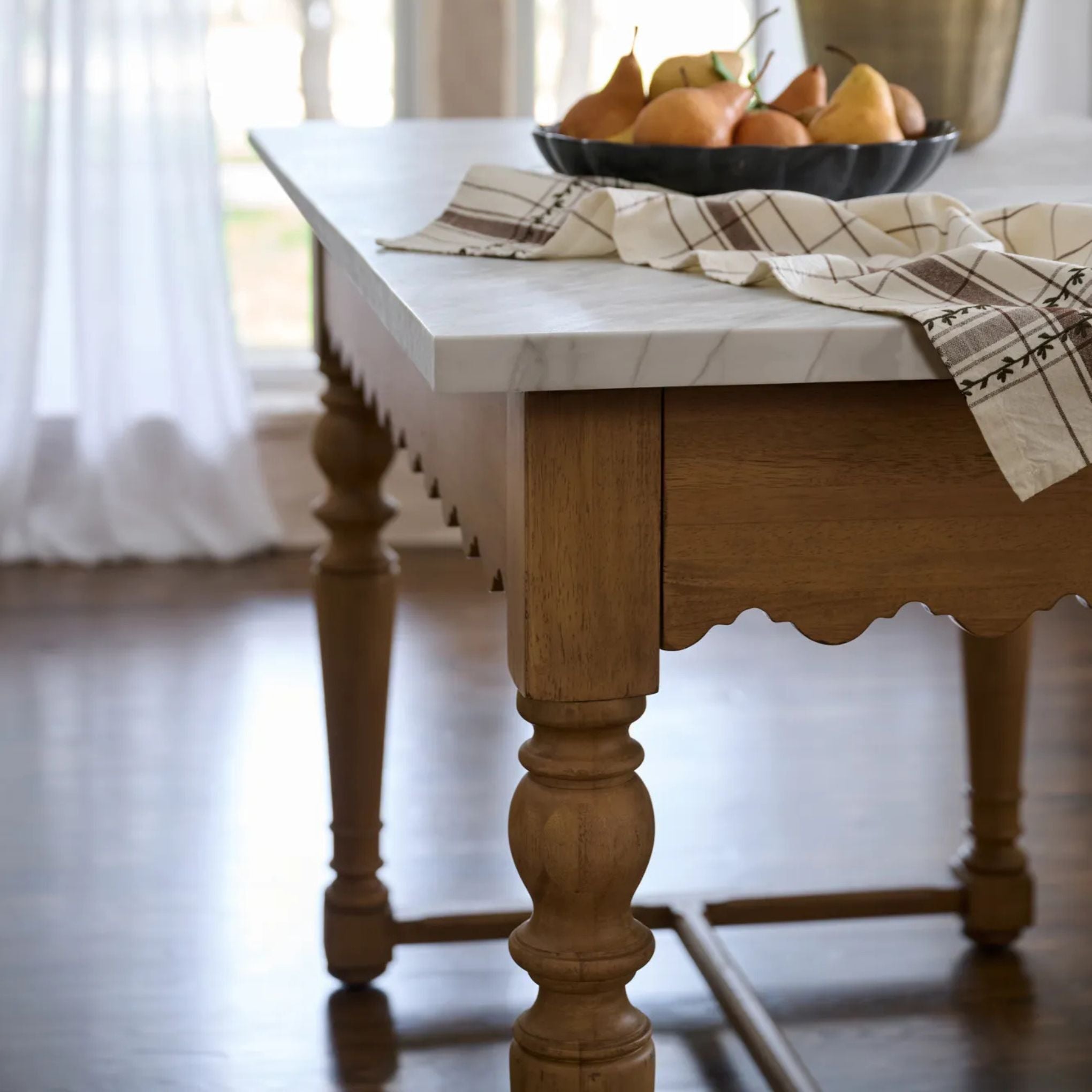 Sadie Scalloped Kitchen Island shown in kitchen