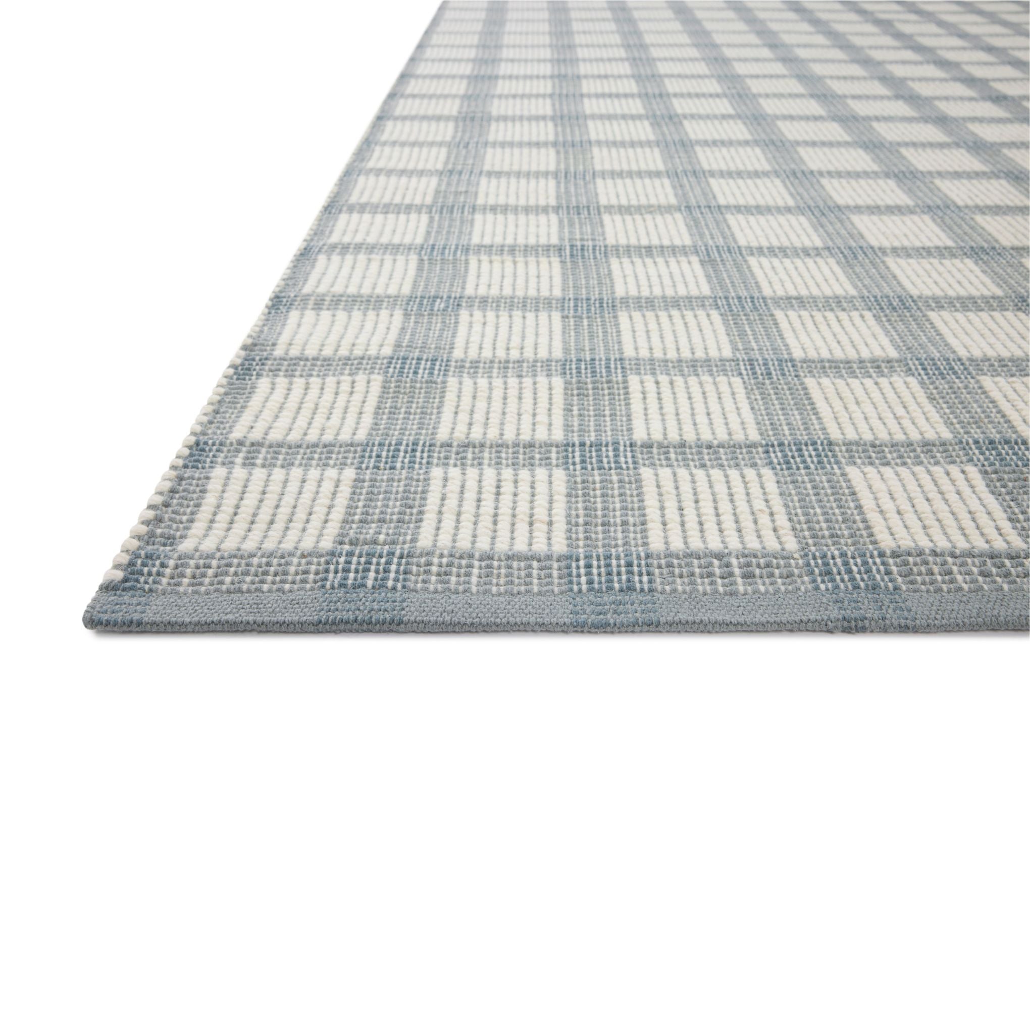 Ryder Blue Ivory Rug corner up close
