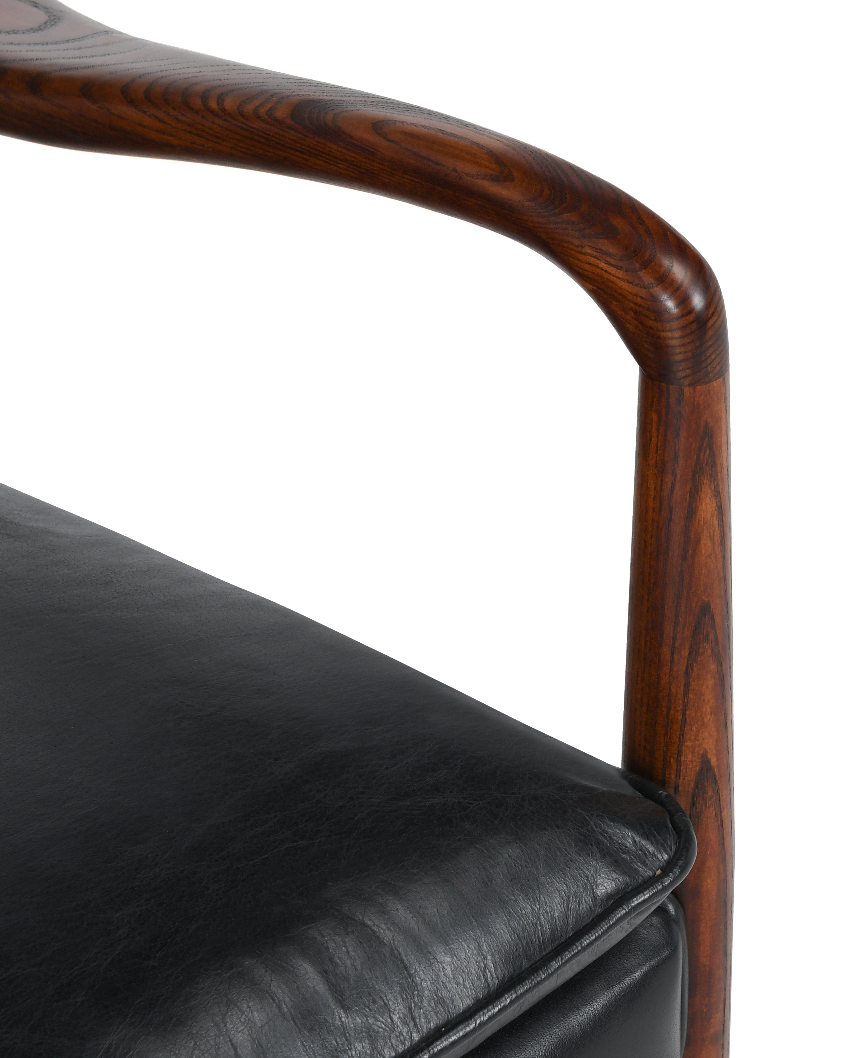 Holland Chair in black close up of arm of chair