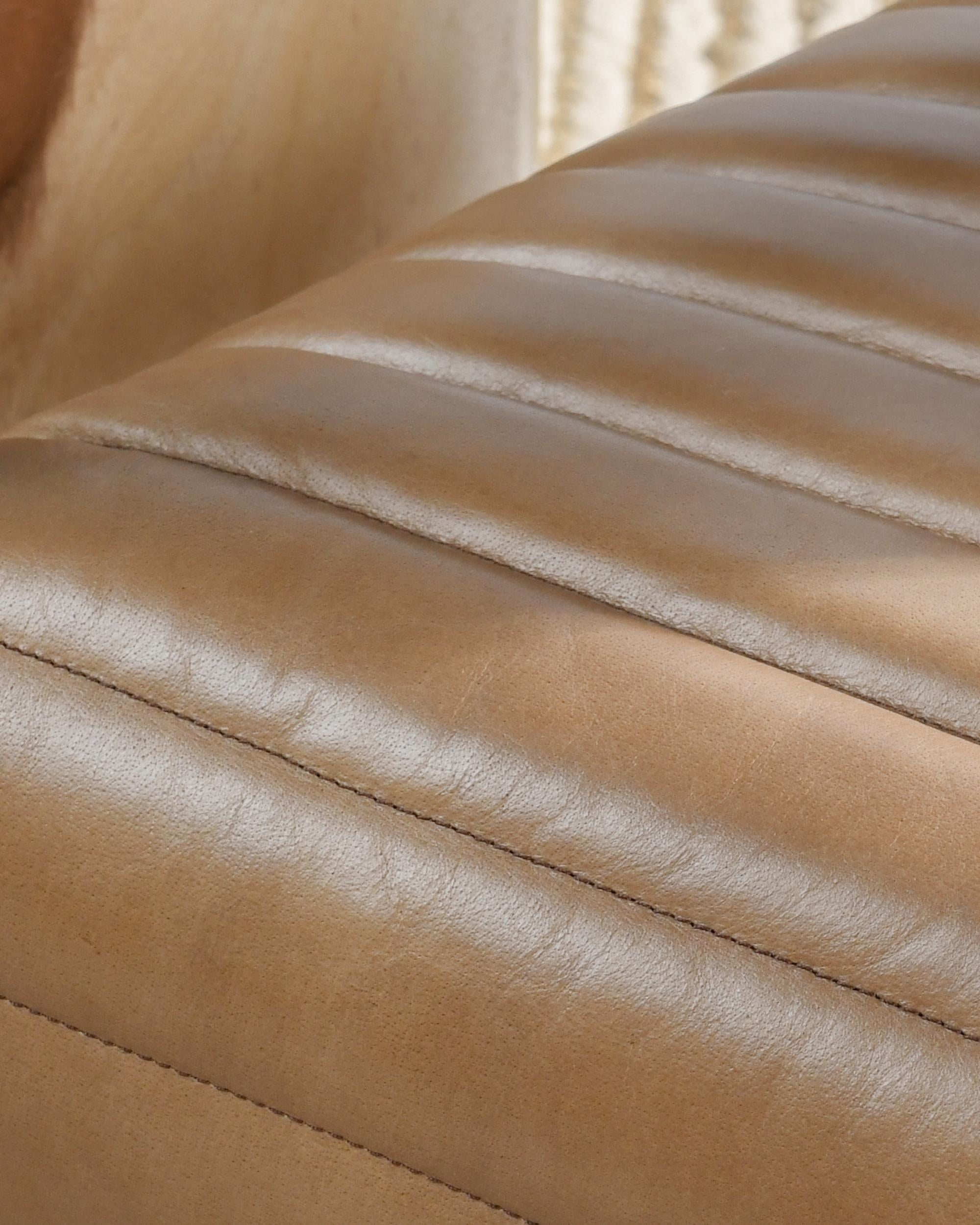 Holland Channel Stitch Chair leather up close