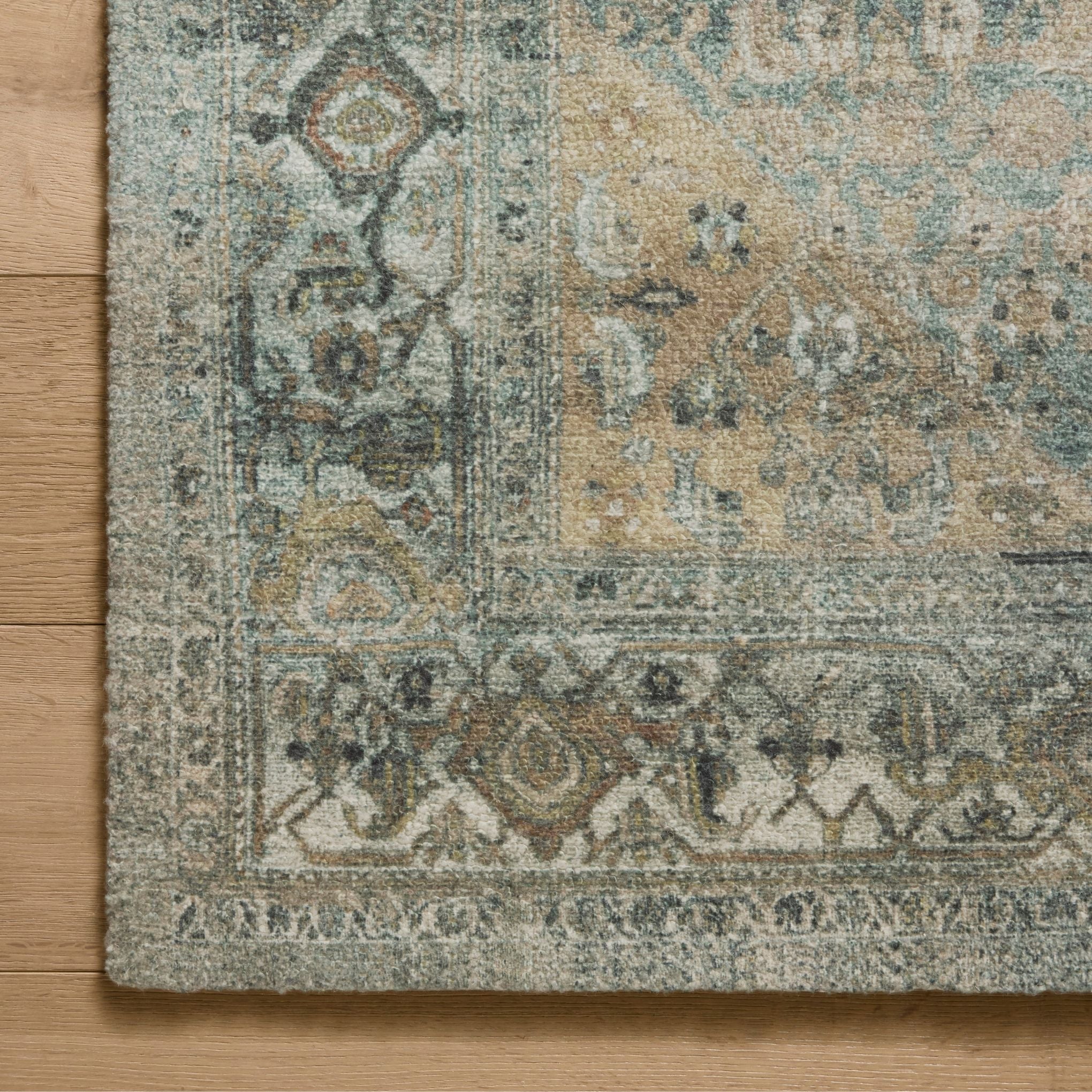 Wimberly Lagoon Wheat Rug corner shown from above
