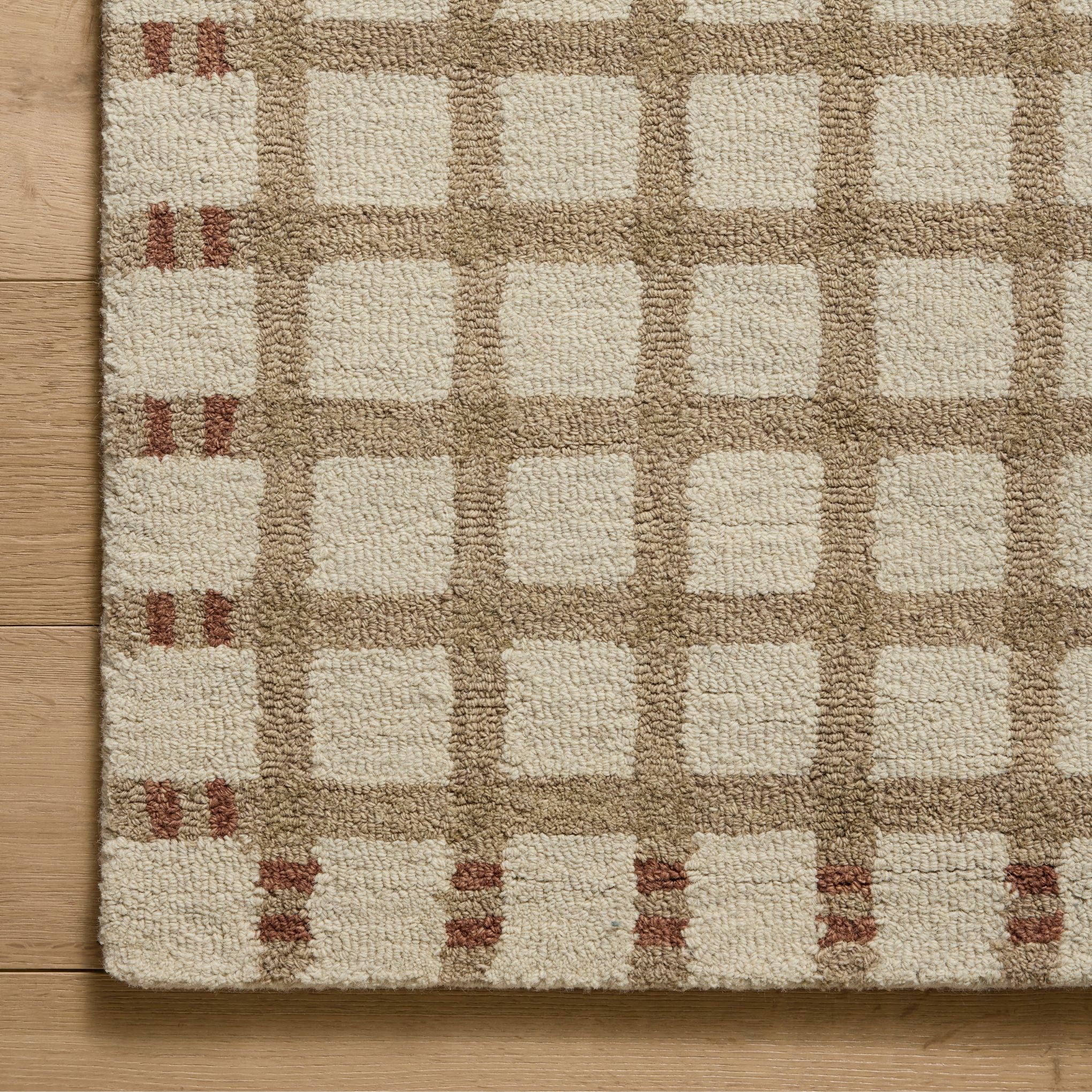 Waylon Natural Rust Rug corner shown from above