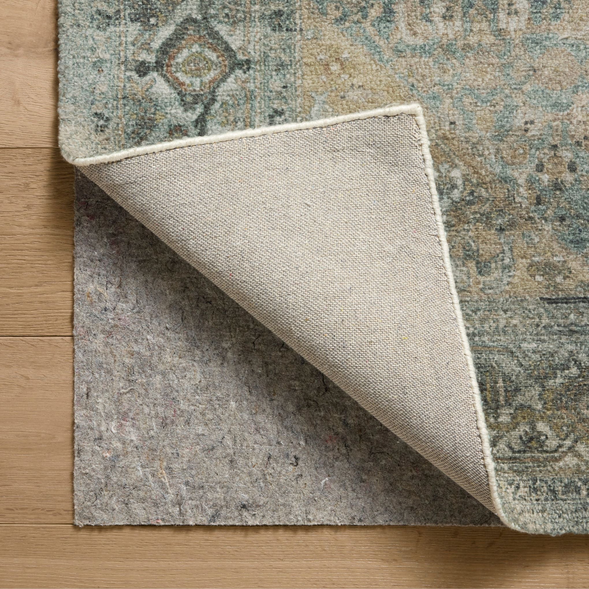 Wimberly Lagoon Wheat Rug corner shown flipped