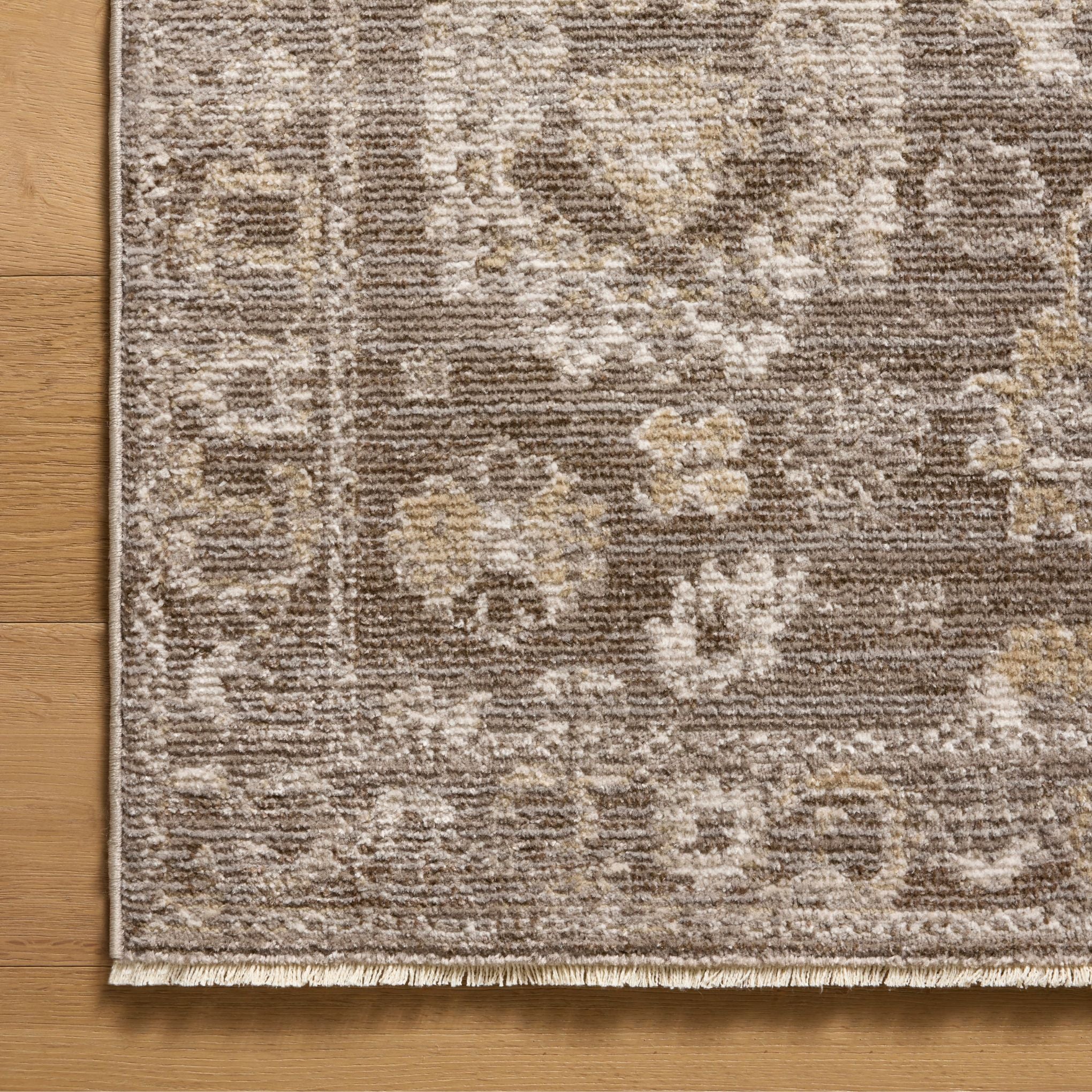 Pace Taupe Wheat Rug corner shown from above