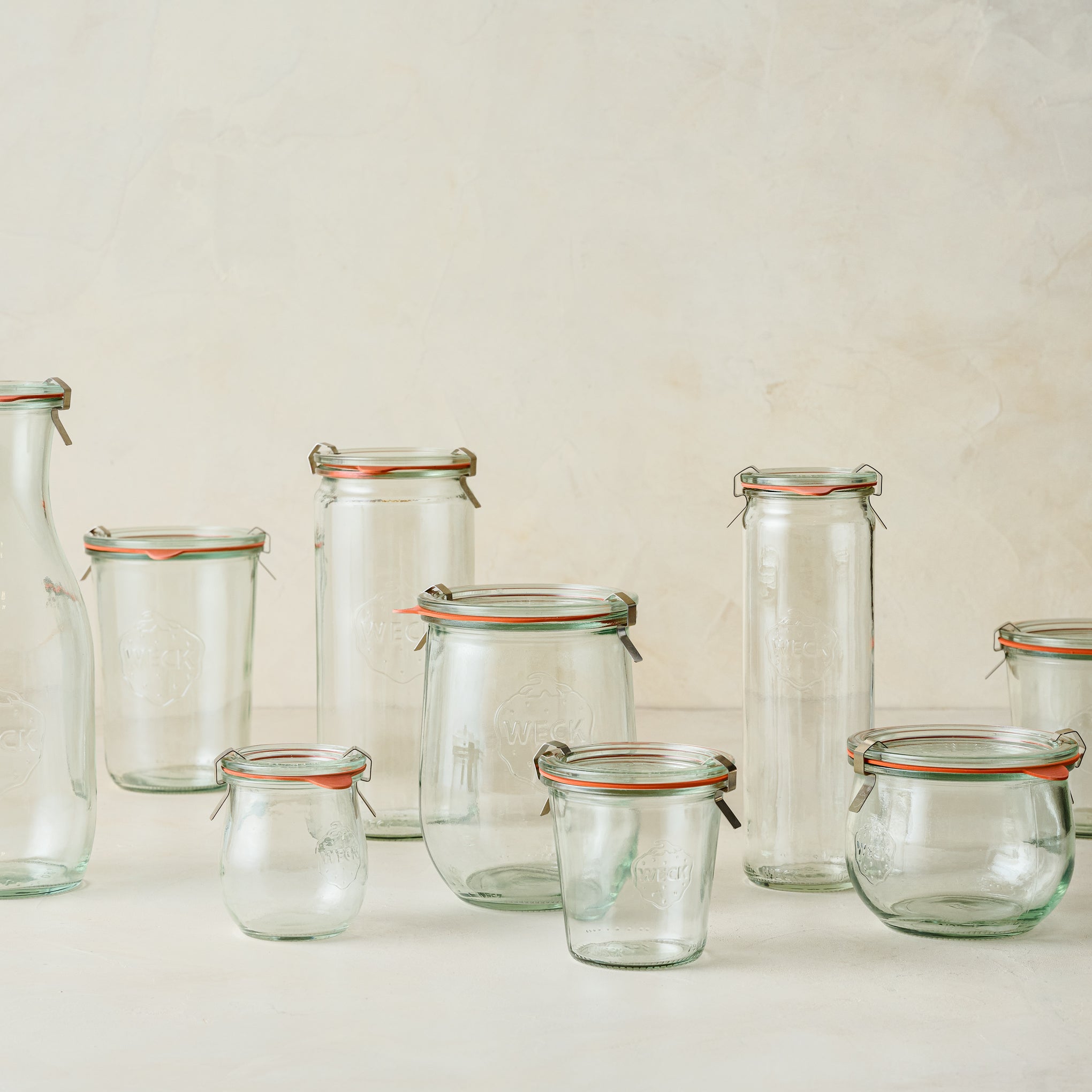 a collection of weck jars