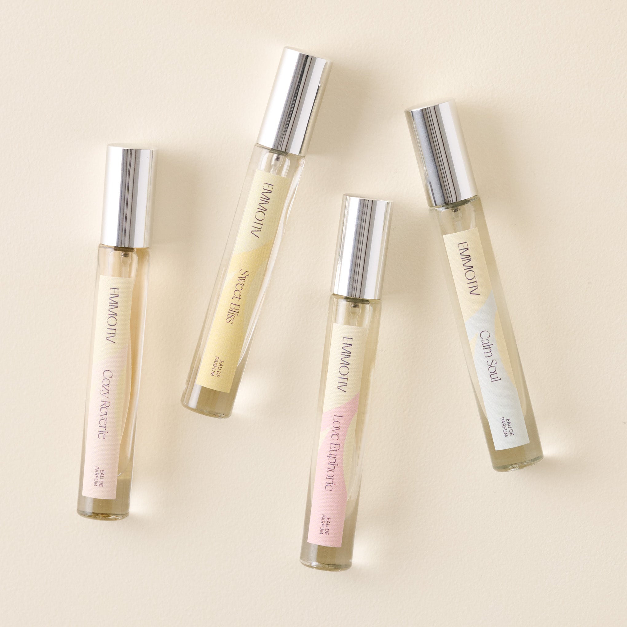 Emmotiv Love Euphoric 8ml Travel Spray shown with other emmotiv scents