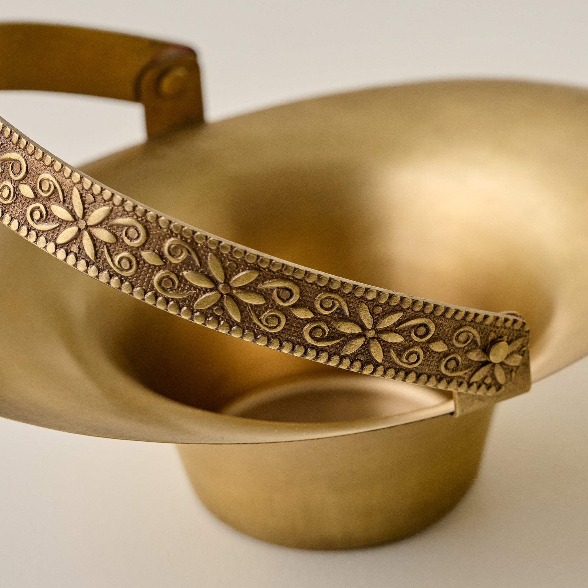 Etched Brass Trinket Dish up close