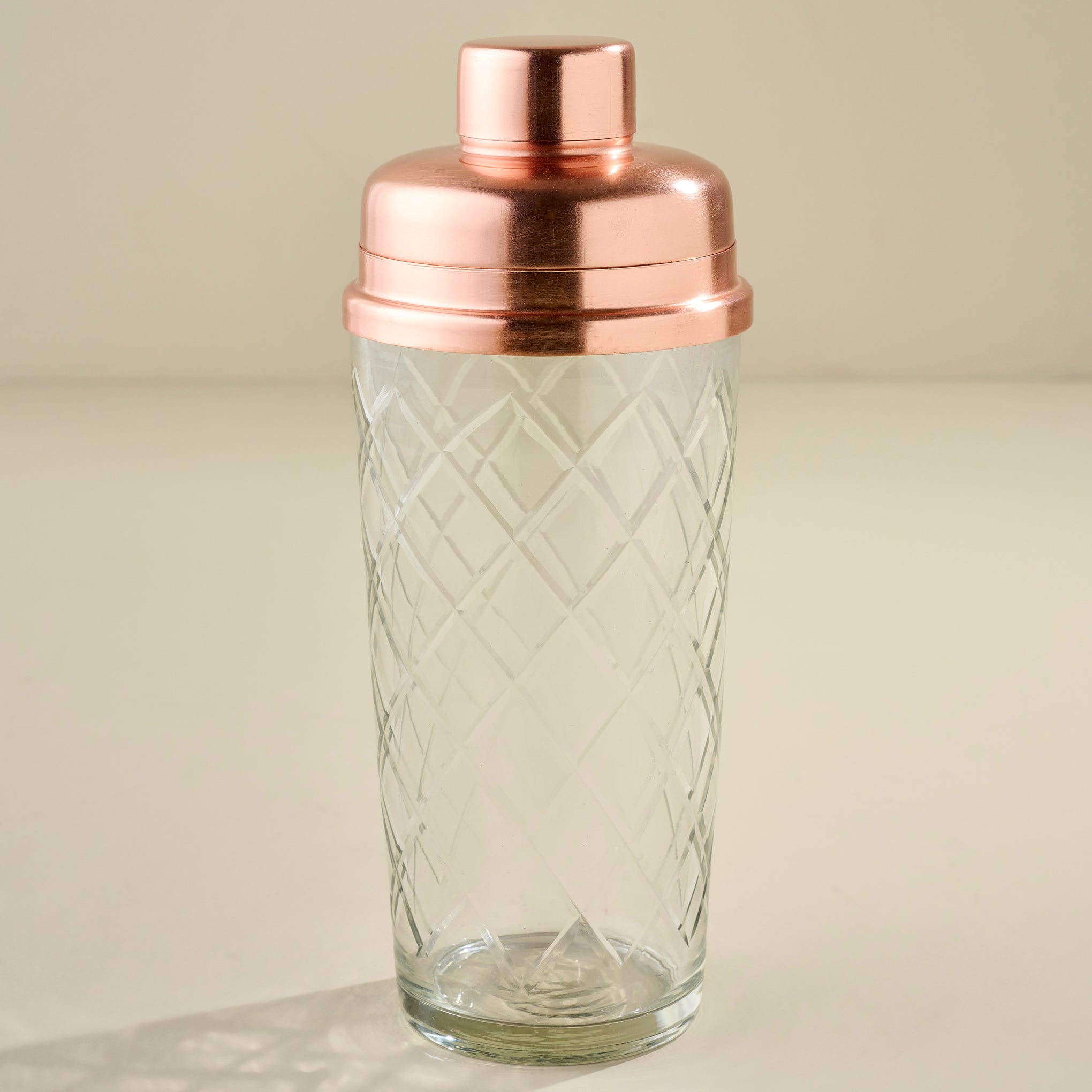 Copper and Etched Glass Shaker Bottle