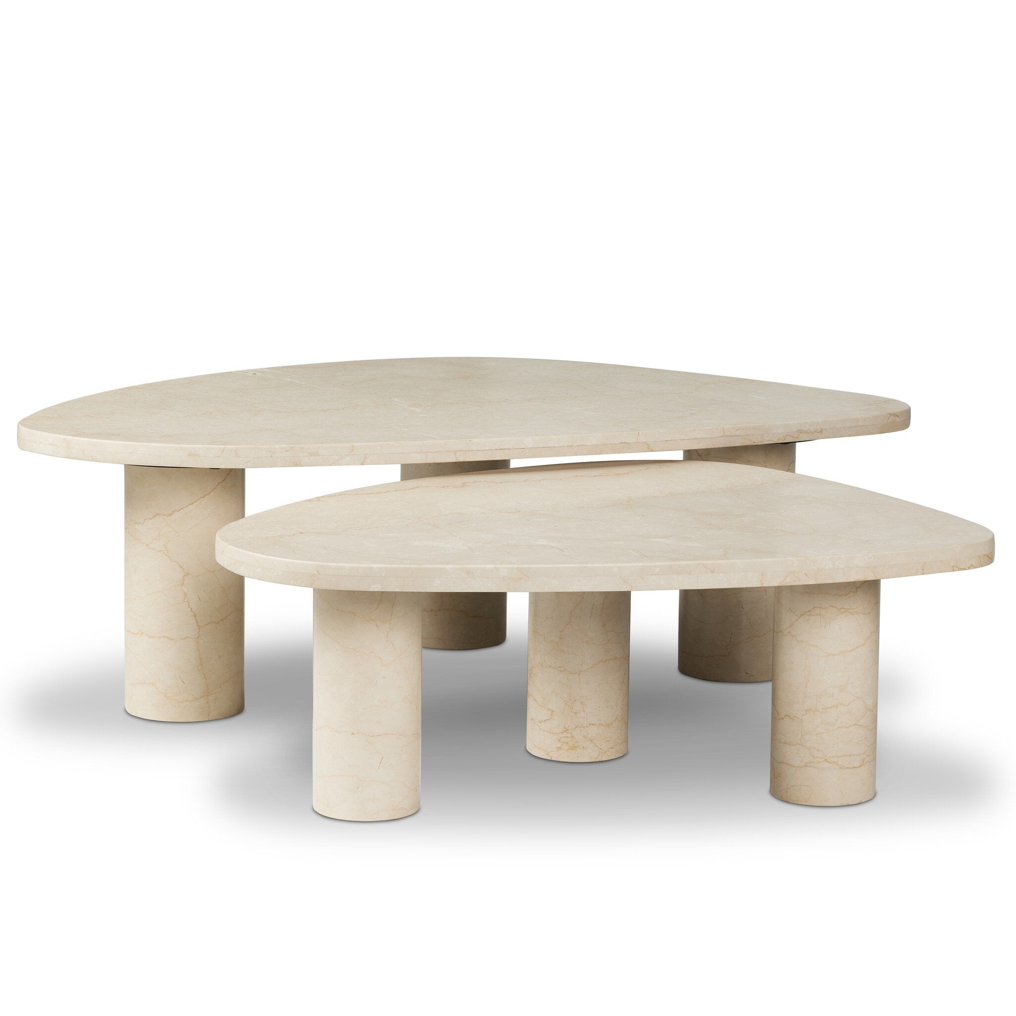 Aurora Marble Nesting Coffee Table Set in cream