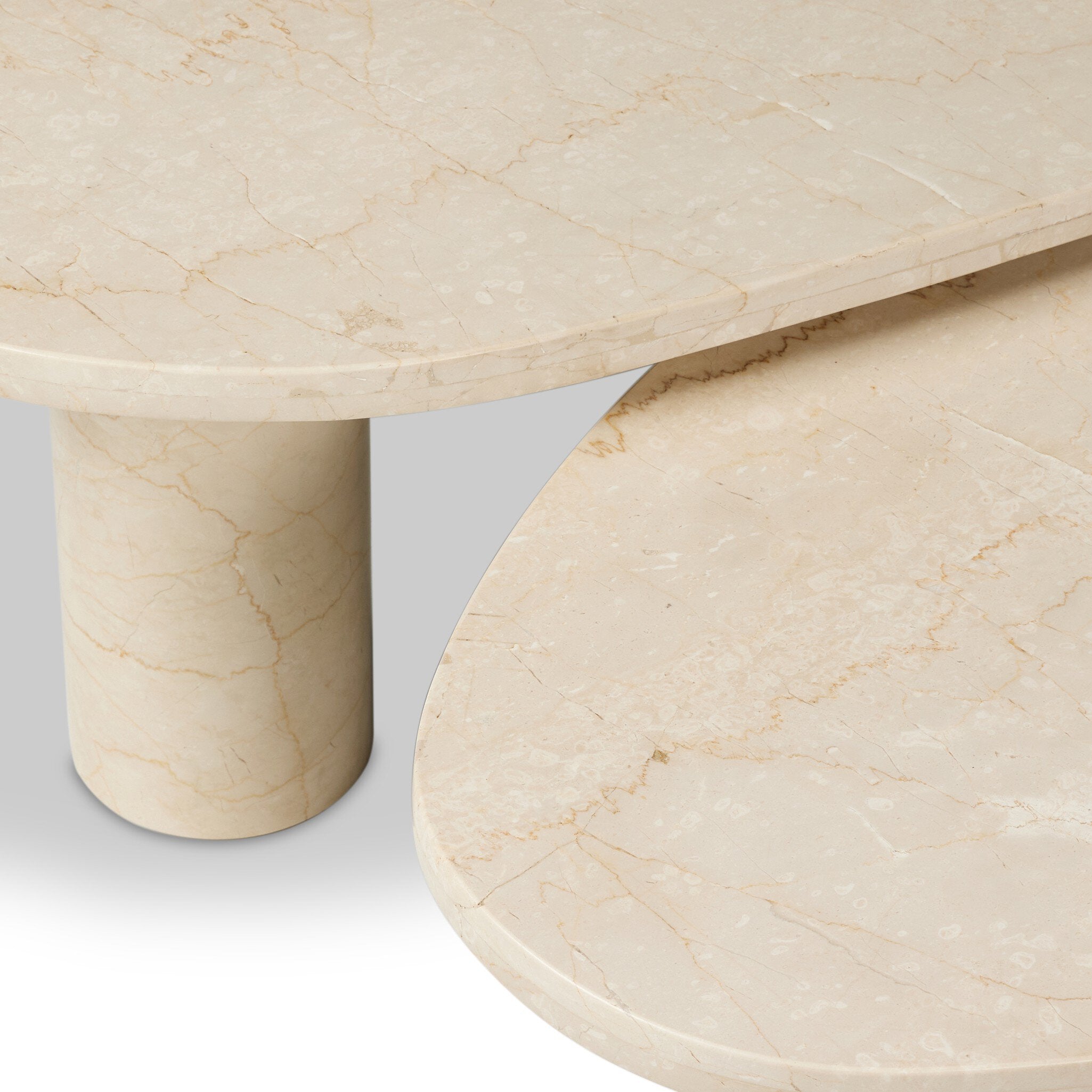 Aurora Marble Nesting Coffee Table Set in cream up close