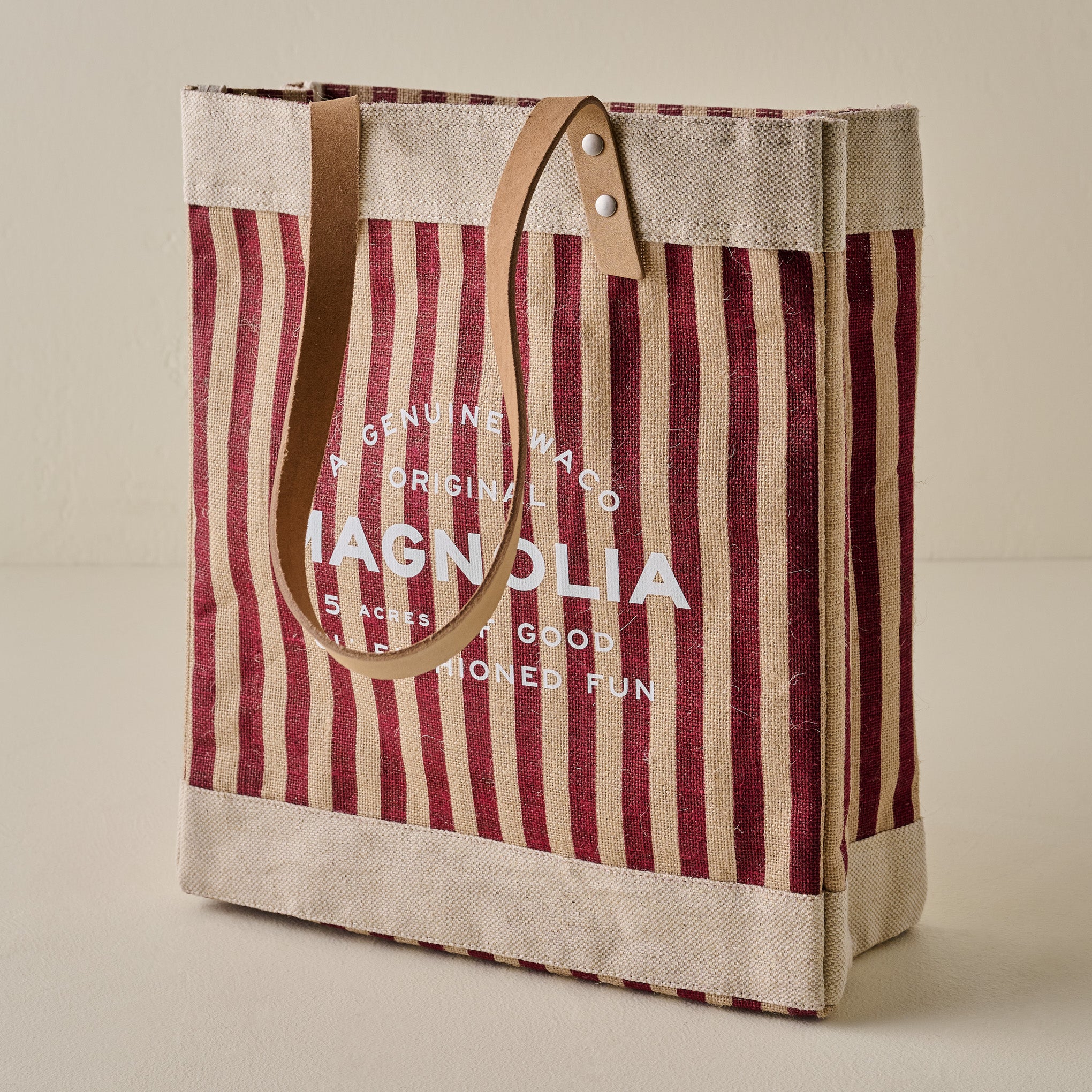 Magnoliass Burgundy Stripe Market Tote