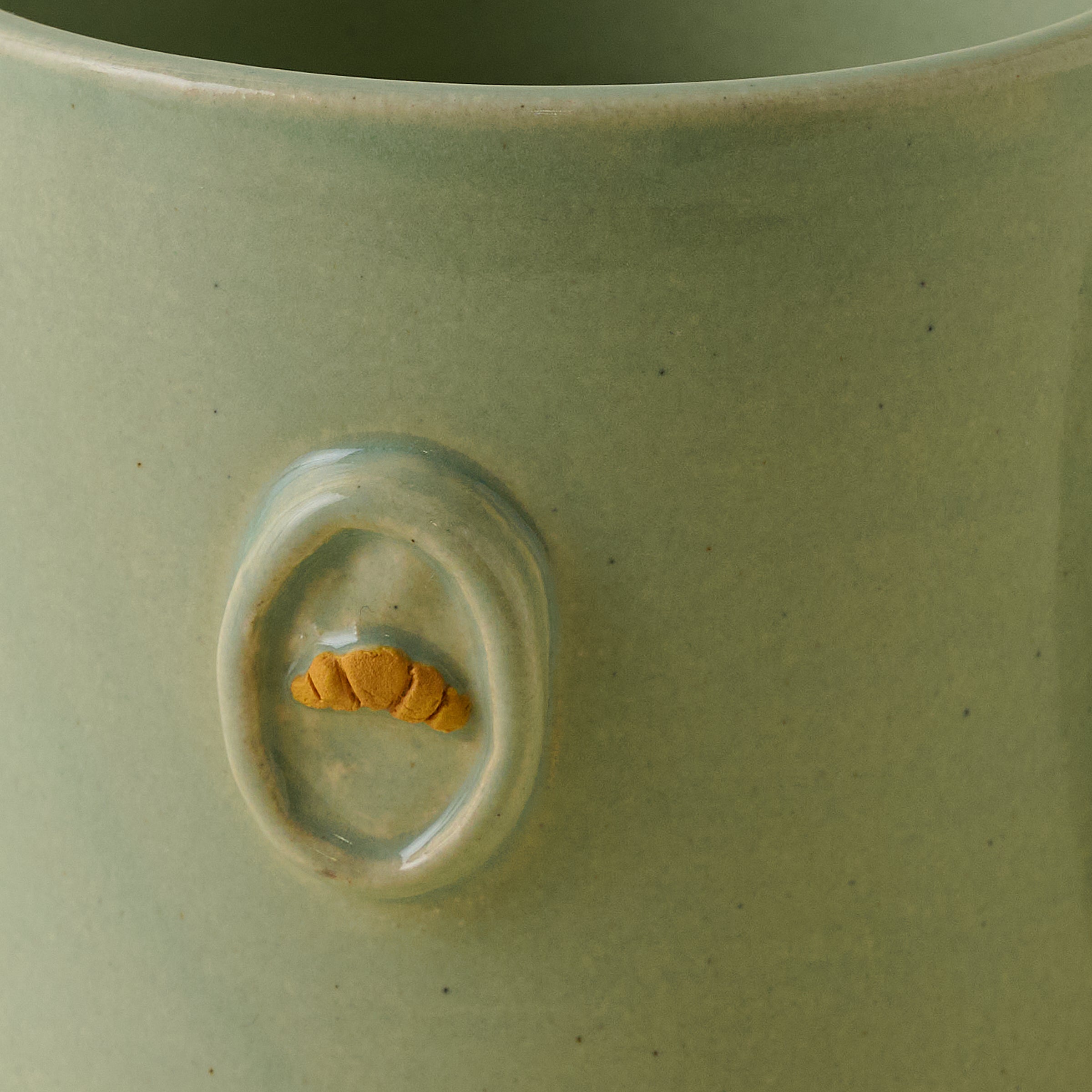 Black Oak Magnoliass Press Croissant Mug up close