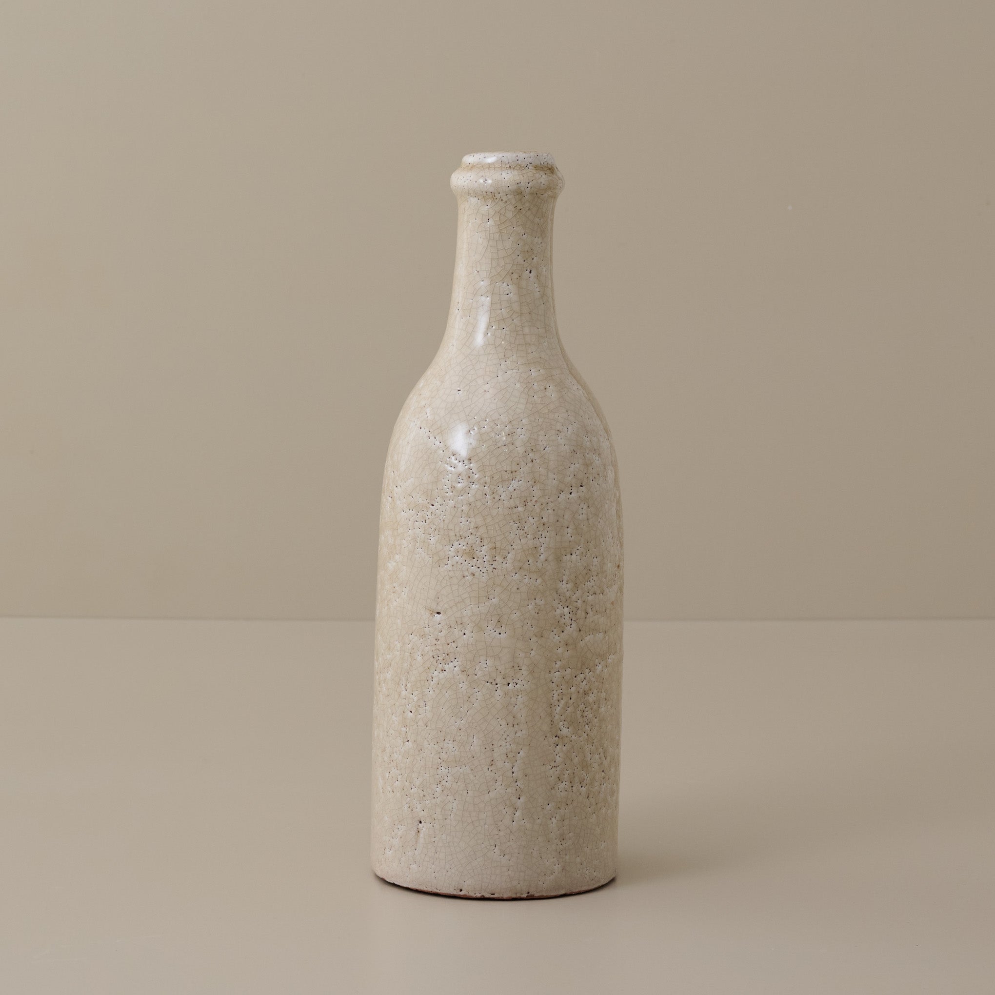 Small Cream Crackle Bottle Vase