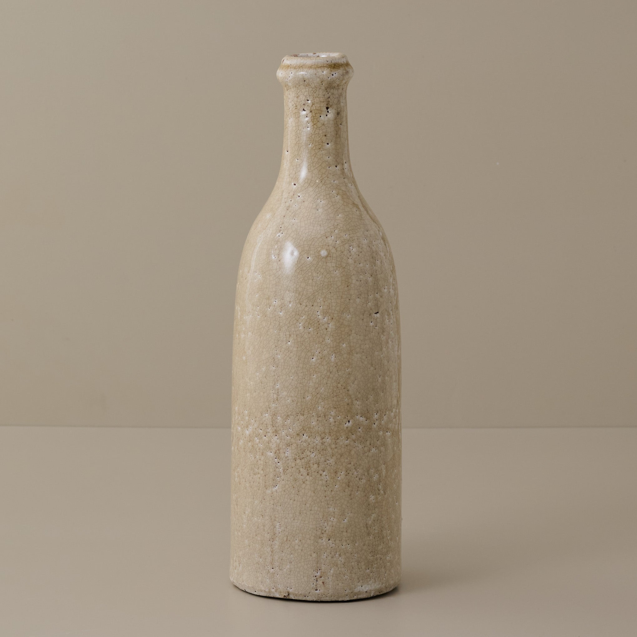 Large Cream Crackle Bottle Vase