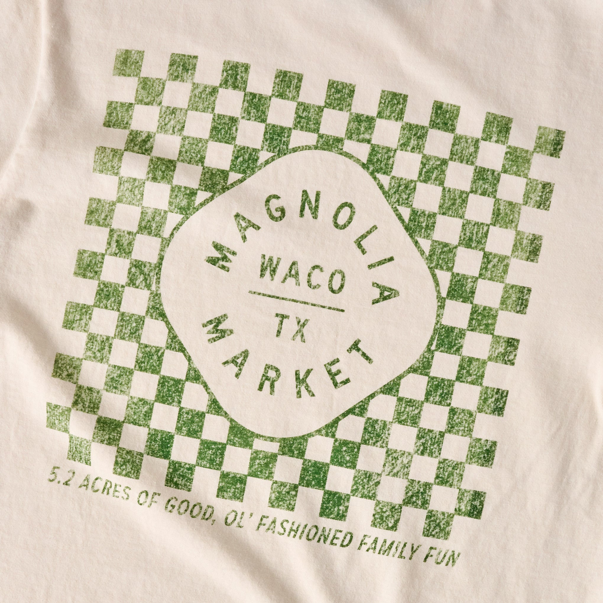 Back of Checkered Magnoliass Ivory Shirt close up
