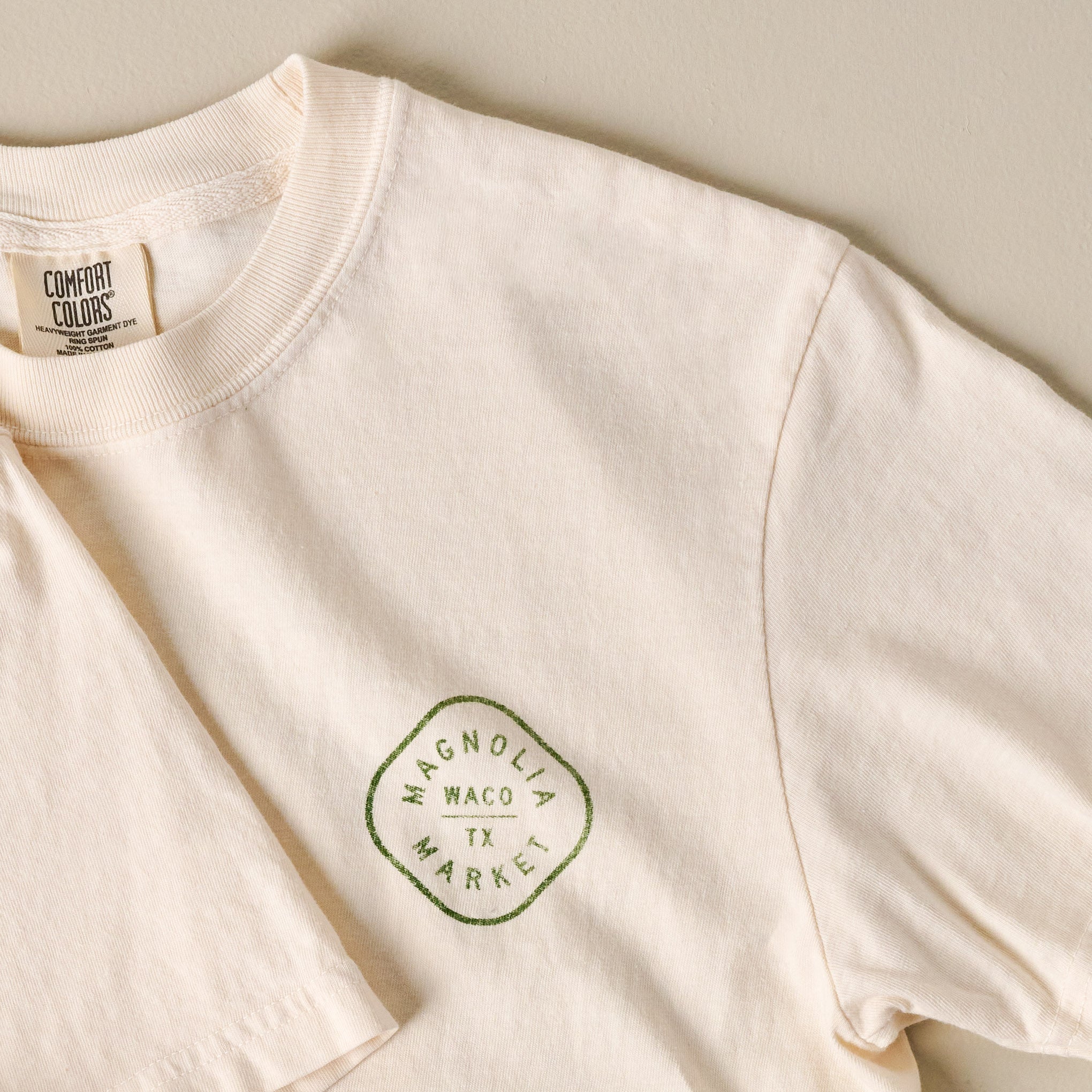 Front of Checkered Magnoliass Ivory Shirt close up