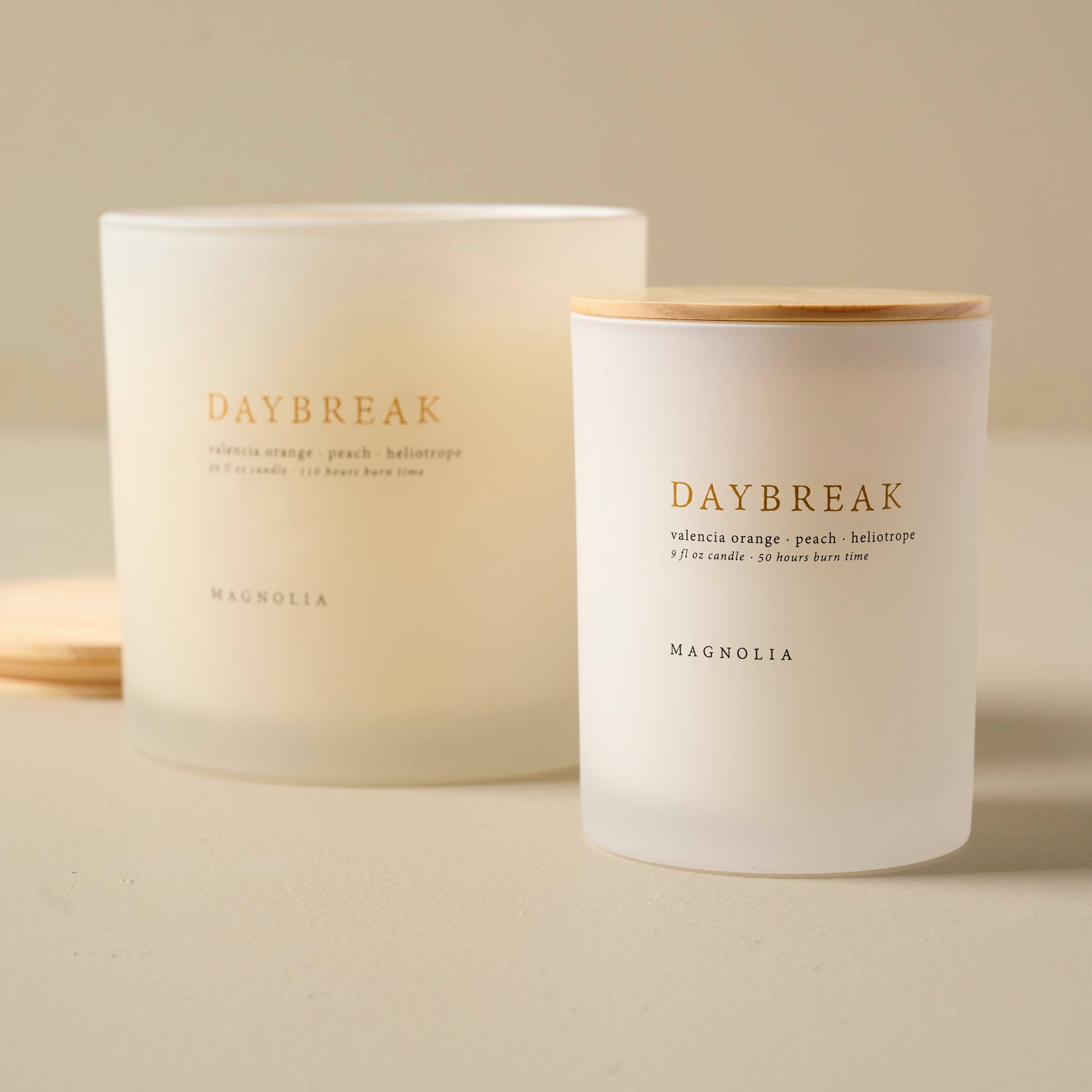 Magnoliass Daybreak Candle in both sizes