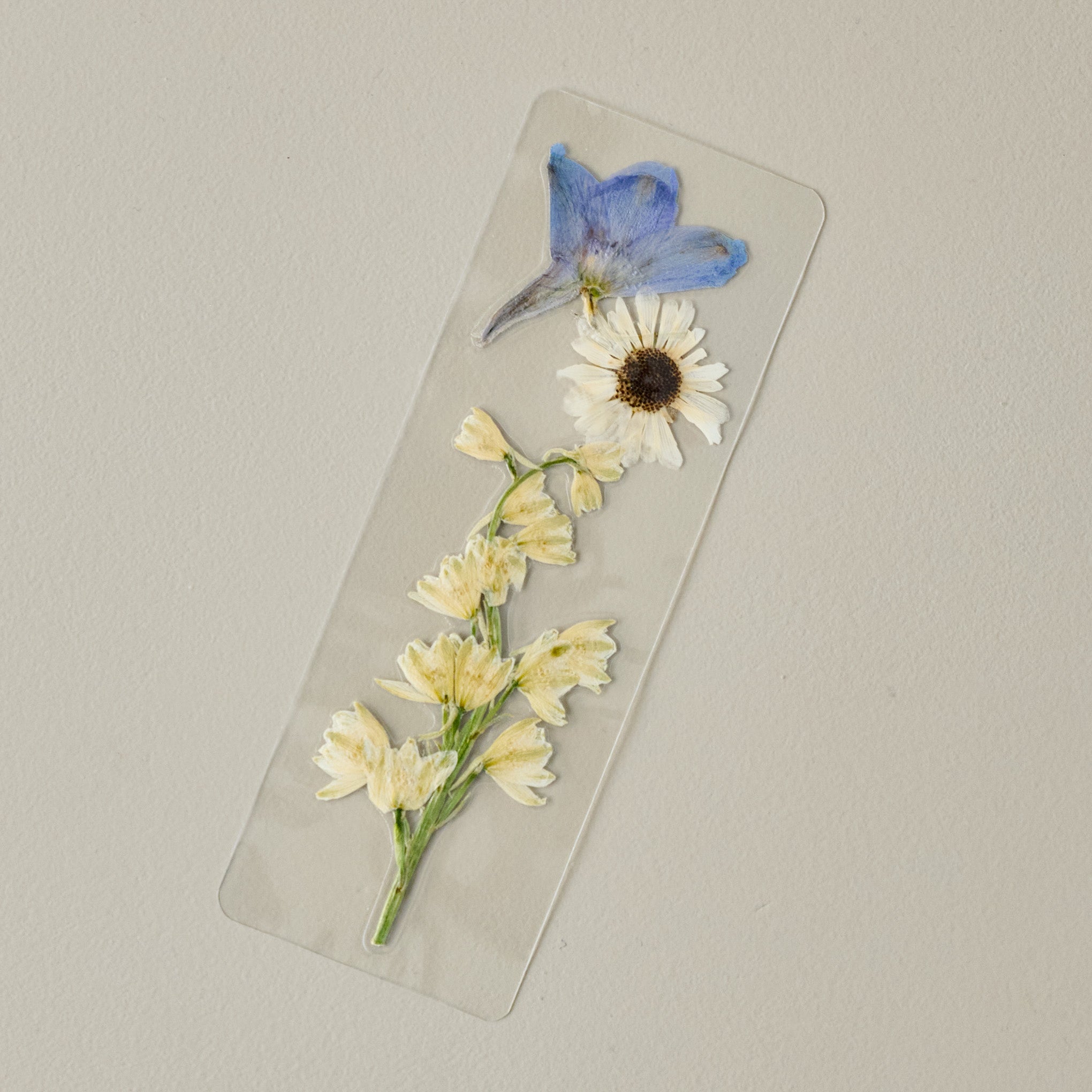 Delphinium and Daisy Pressed Floral Bookmark