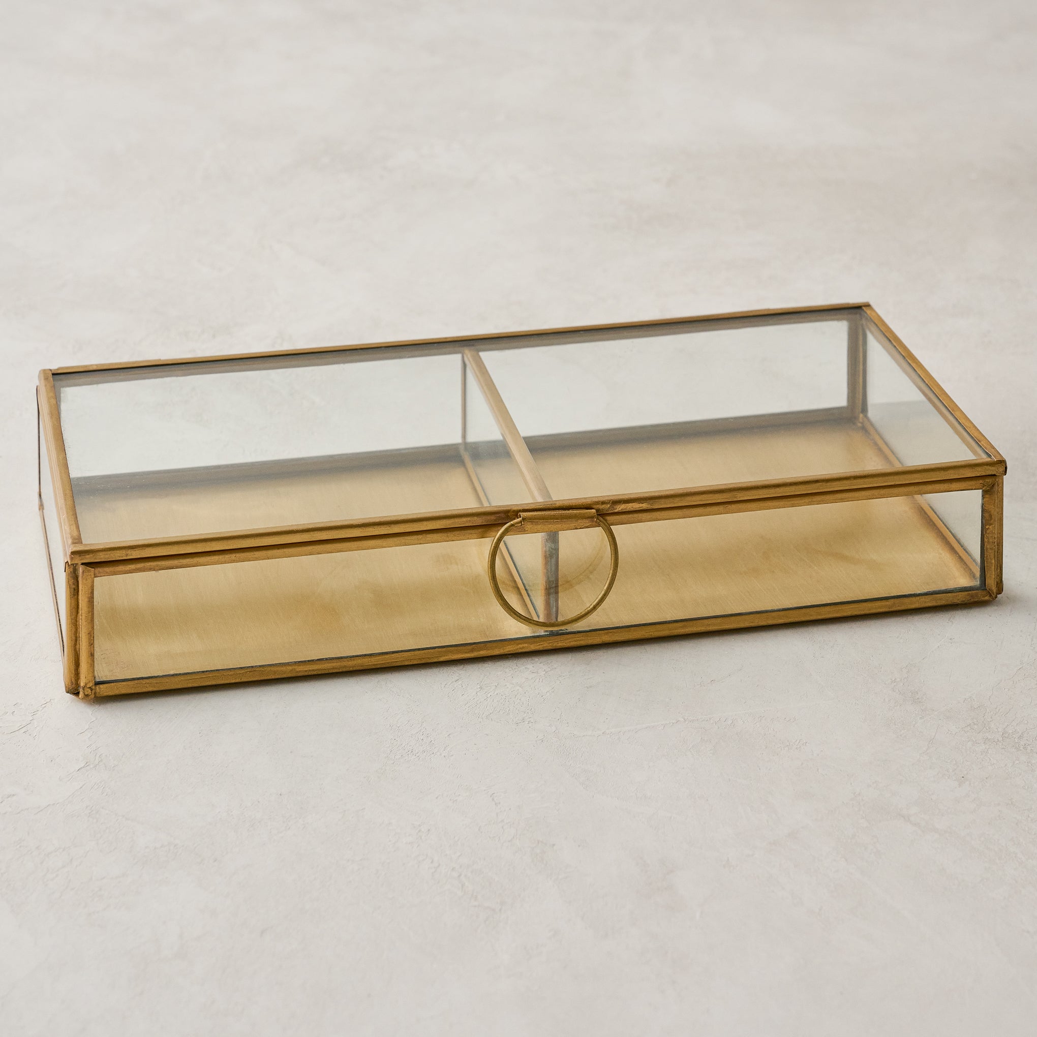 Magnoliass antique brass keepsake box