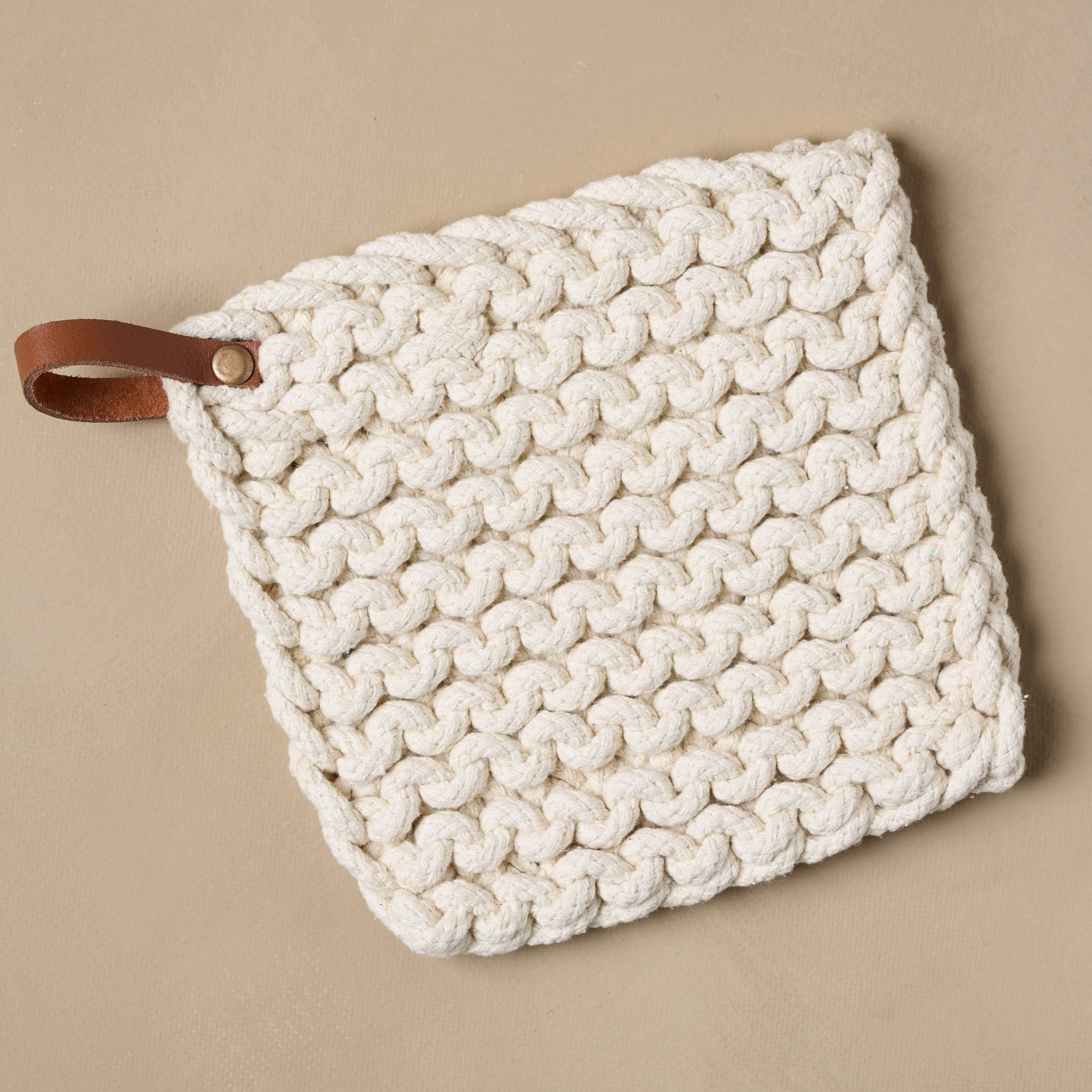 Hand Crocheted Cotton Pot Holder - Cream