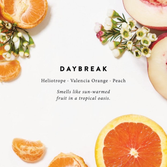 Magnoliass daybreak candle scent notes of heliotrope orange and peach