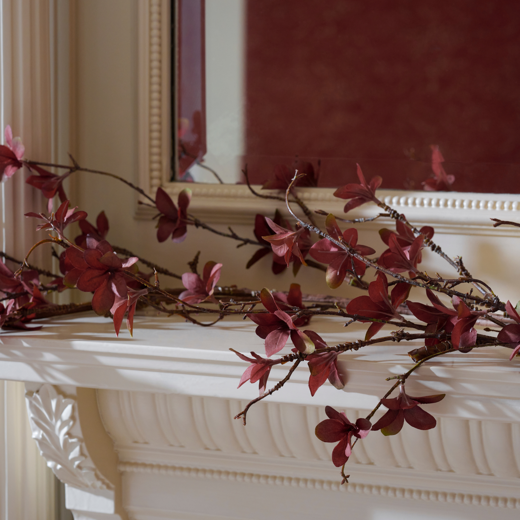 Magnoliass Bloom Garland on mantle
