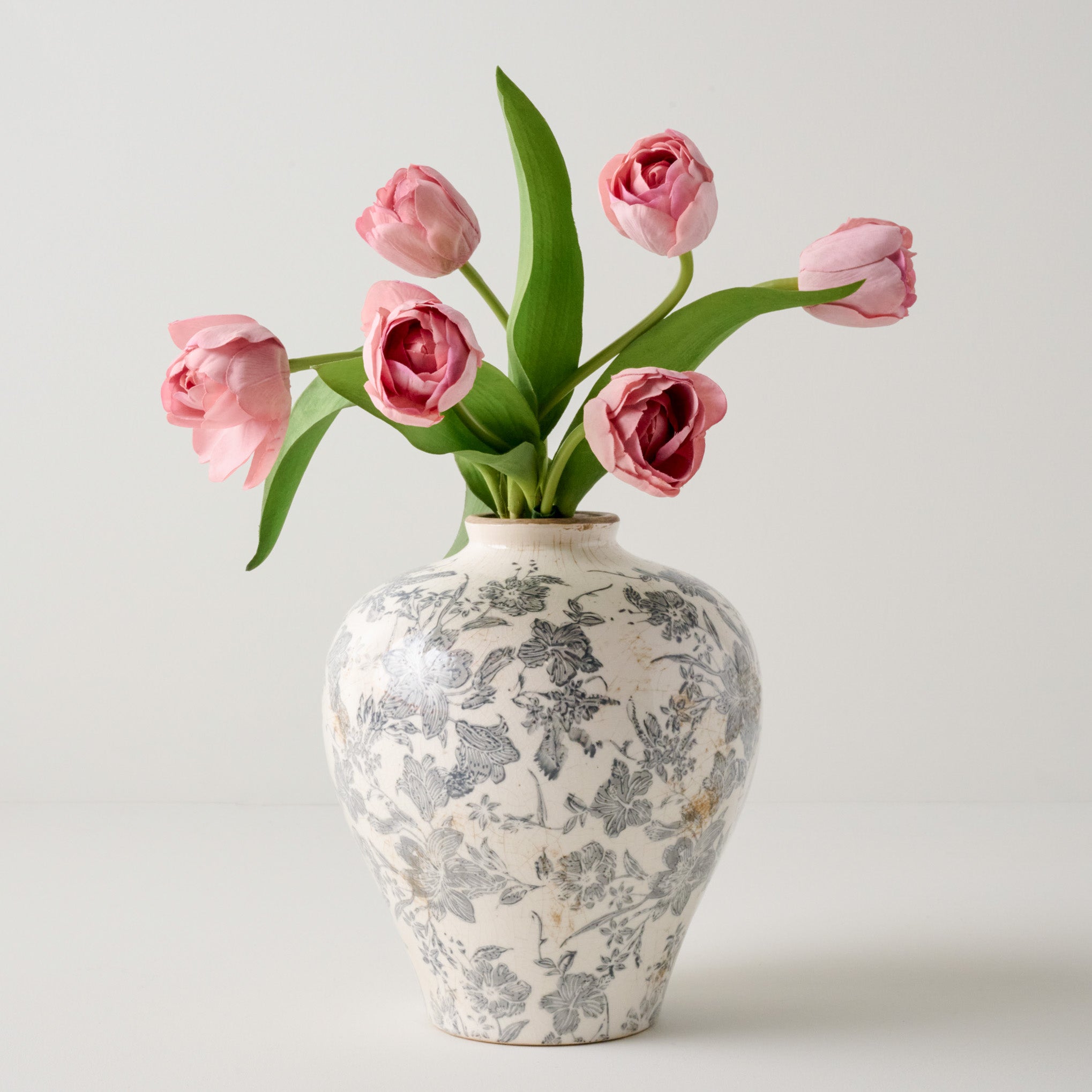 Pink Real Touch Tulip Bundle shown in vase