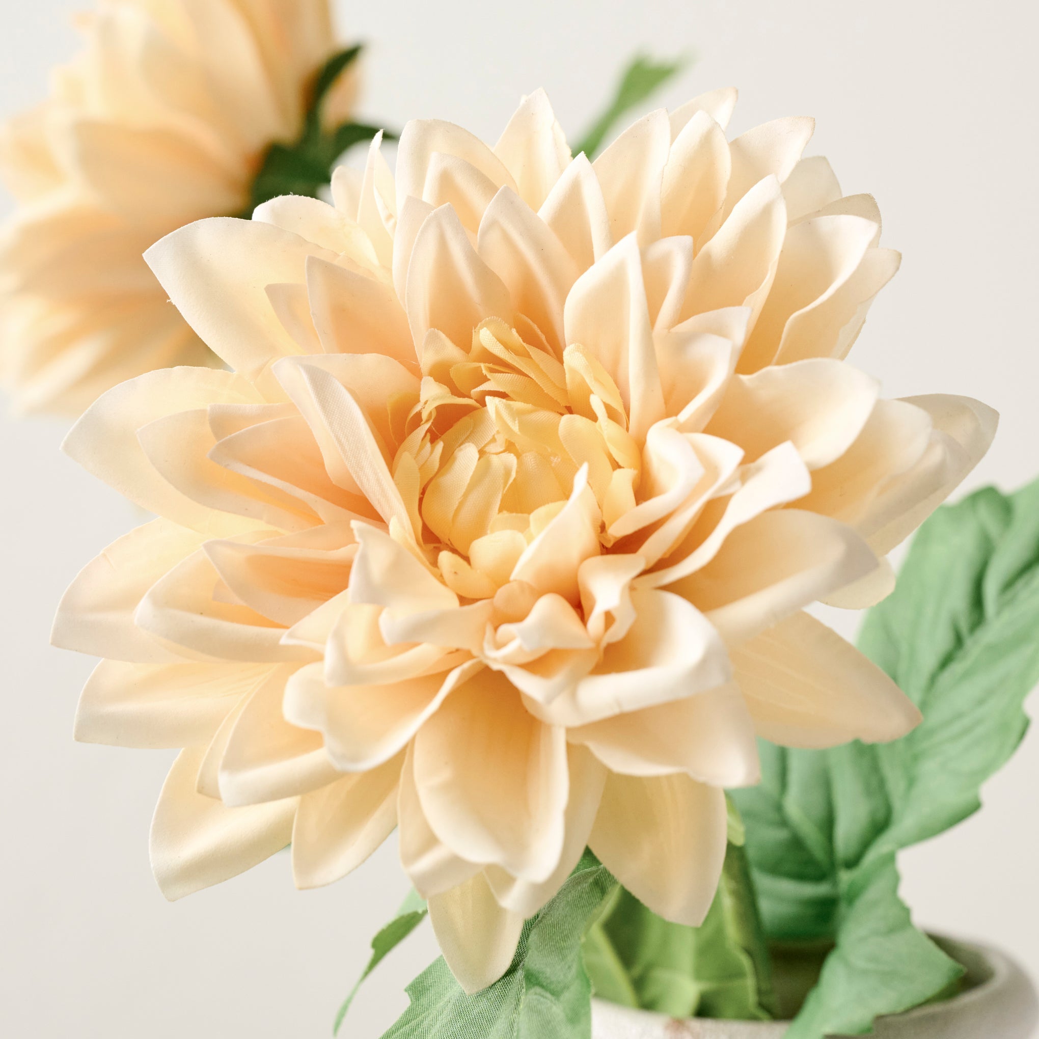 Yellow Real Touch Dahlia Bloom Stem  up close