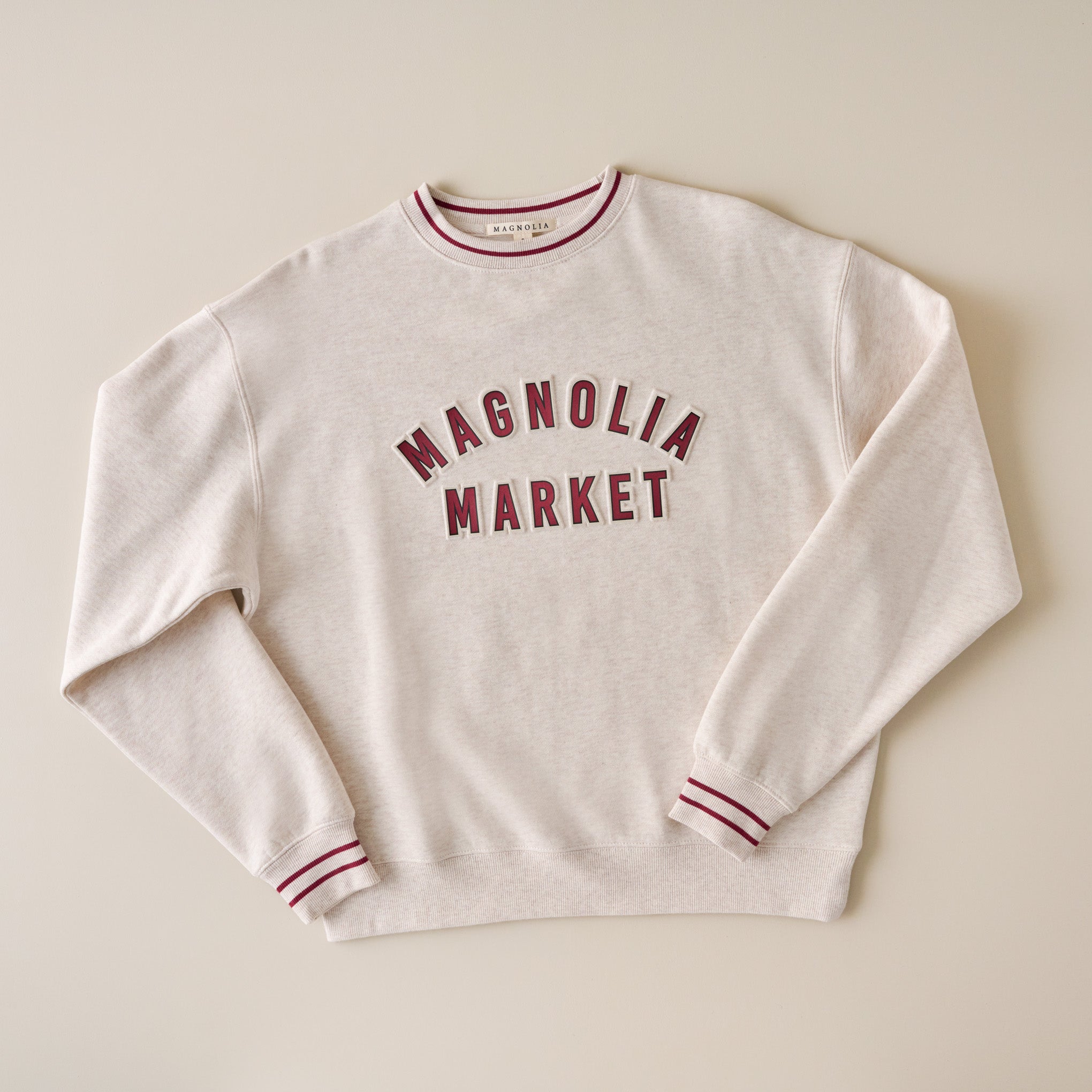 Magnoliass Embossed Oatmeal Stripe Sweatshirt