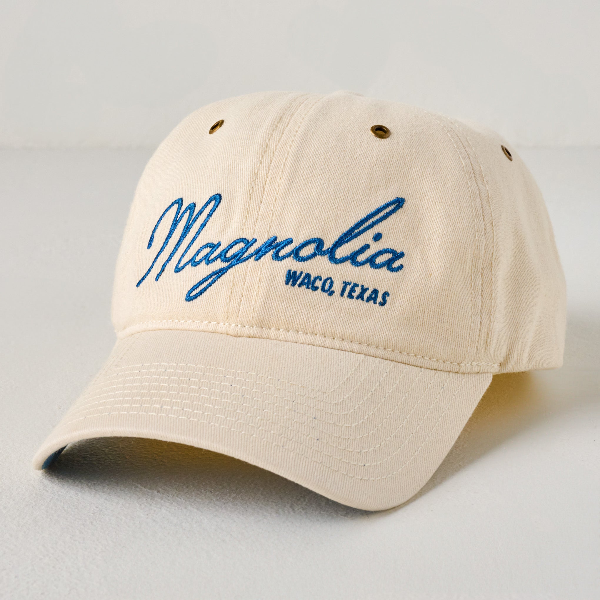 Magnoliass Embroidered Script Cream Hat