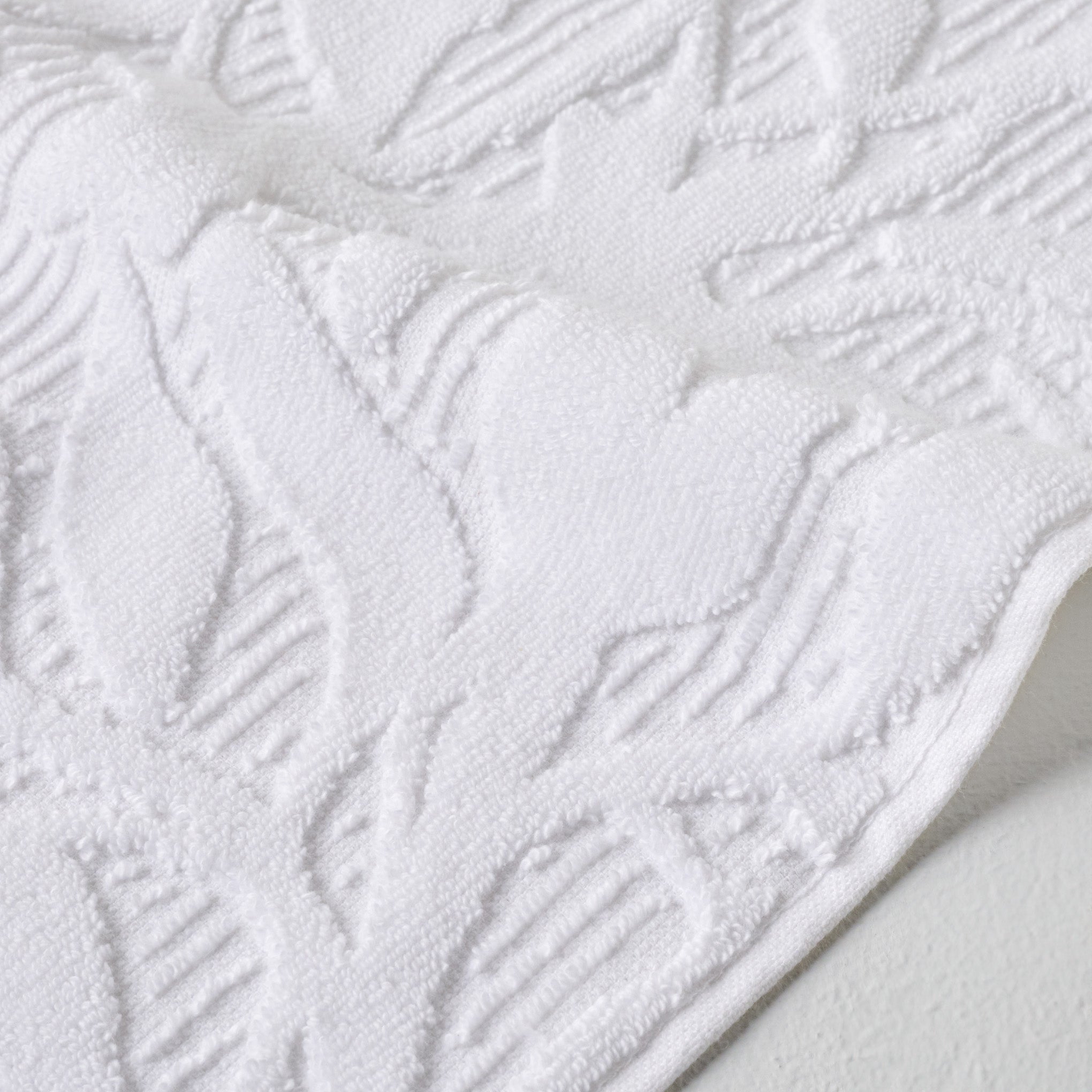 White Esme Floral Towel up close