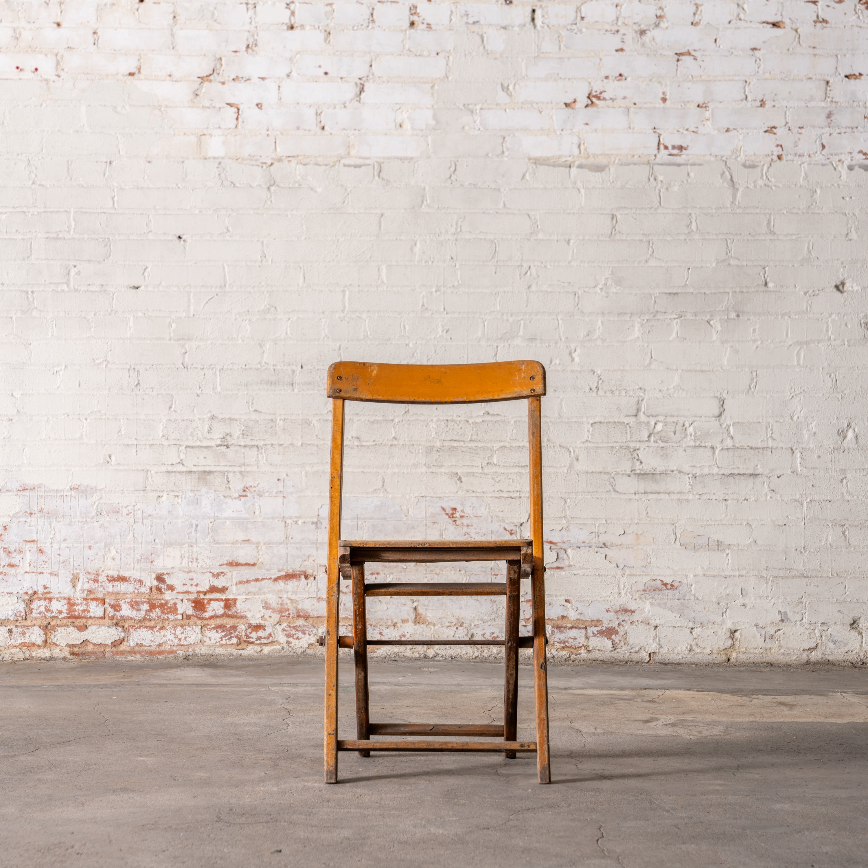 Vintage Wooden German Folding Chair front view