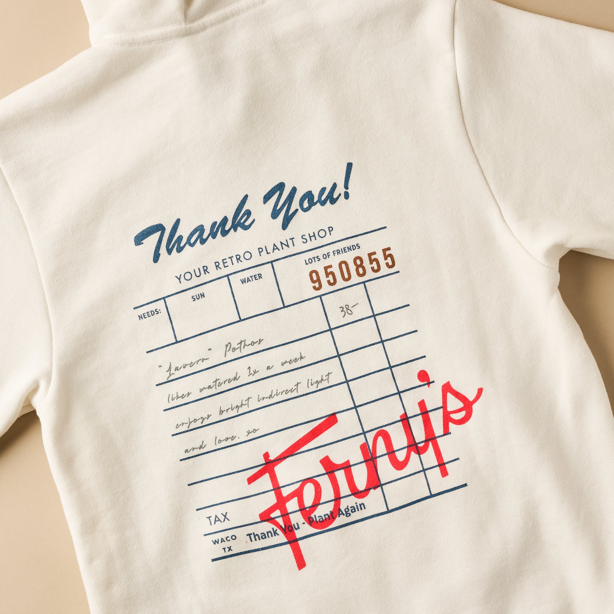 Ferny's Retro Ticket Hoodie back of hoodie 