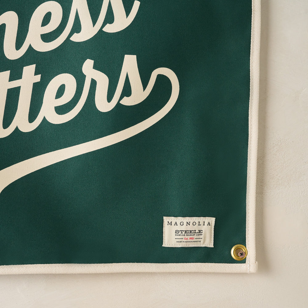 "Kindness Matters" Canvas Flag up close