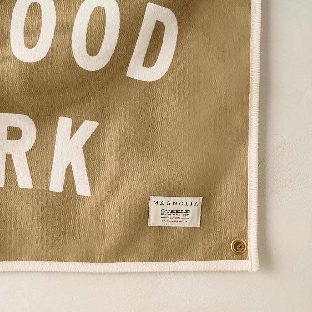 "Do Good Work" Canvas Flag up close