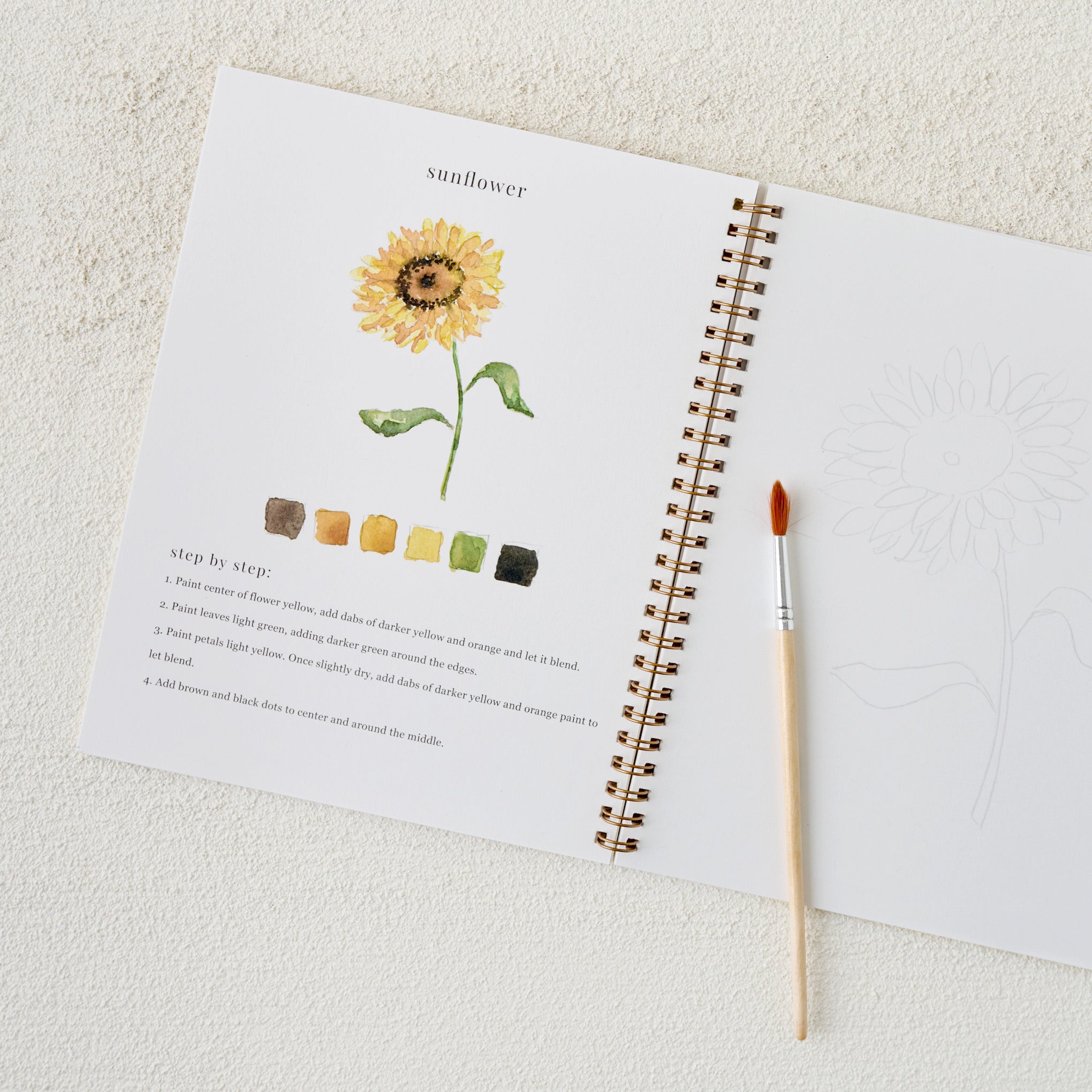 Flowers Watercolor Workbook shown open
