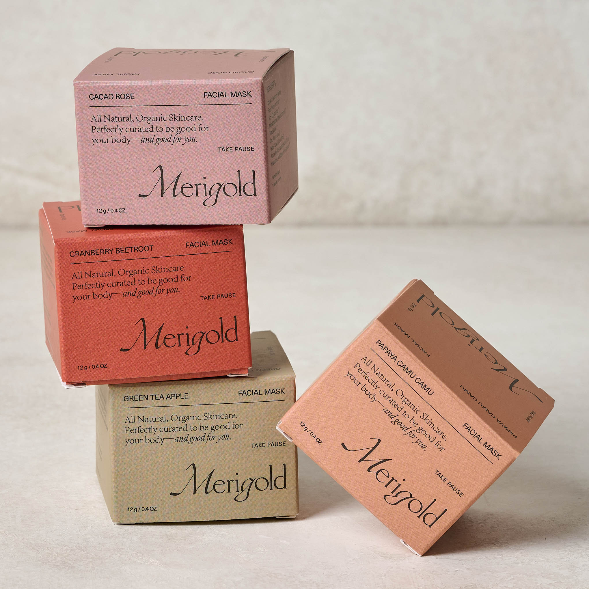 merigold face mask boxes stacked on top of each other