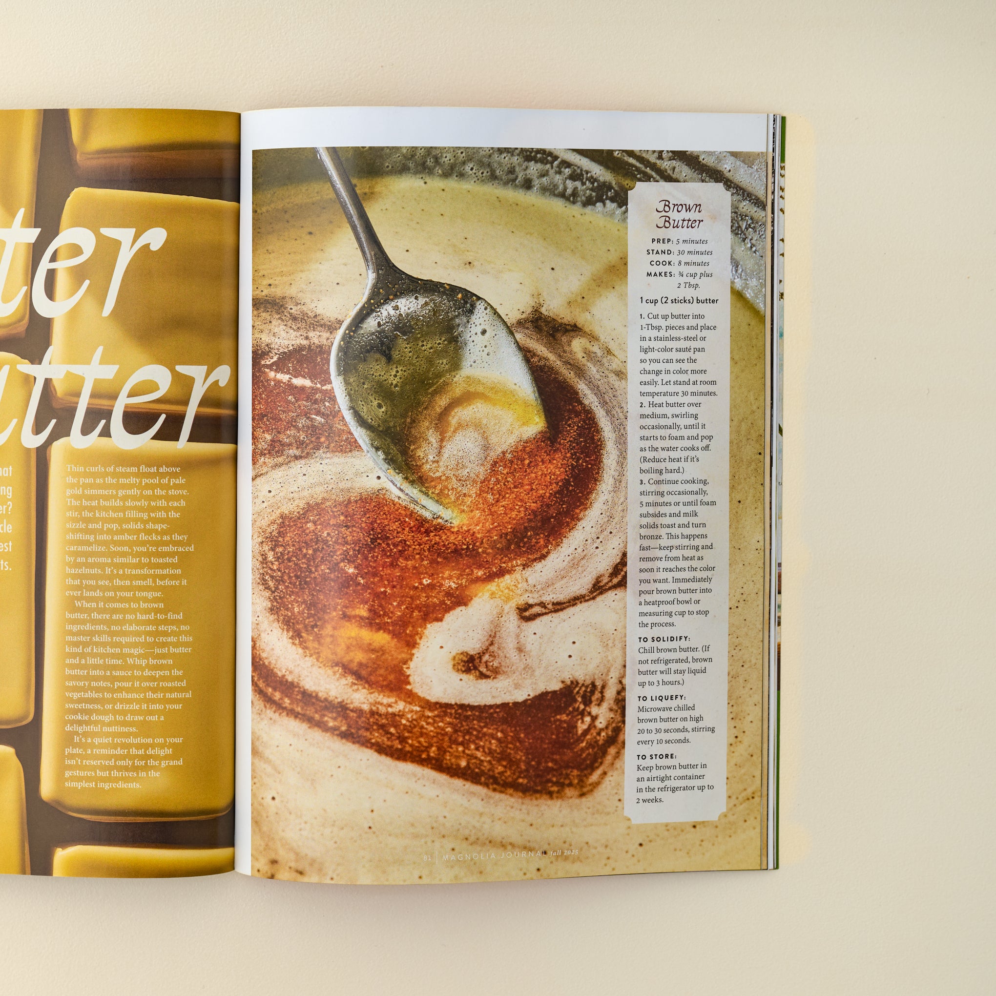 Magnoliass Journal Fall 2025 shown open to brown butter recipe