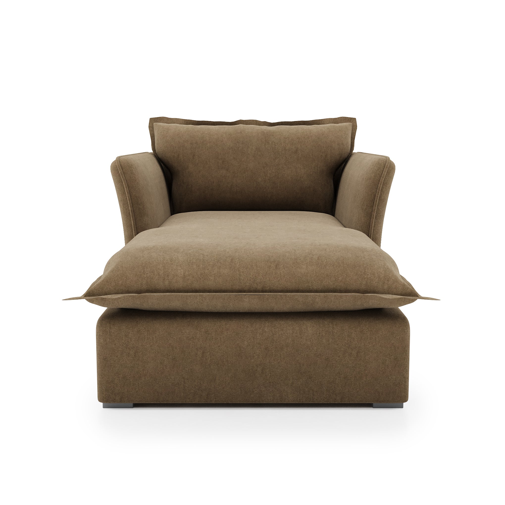 Sunday Chaise camel velvet front view