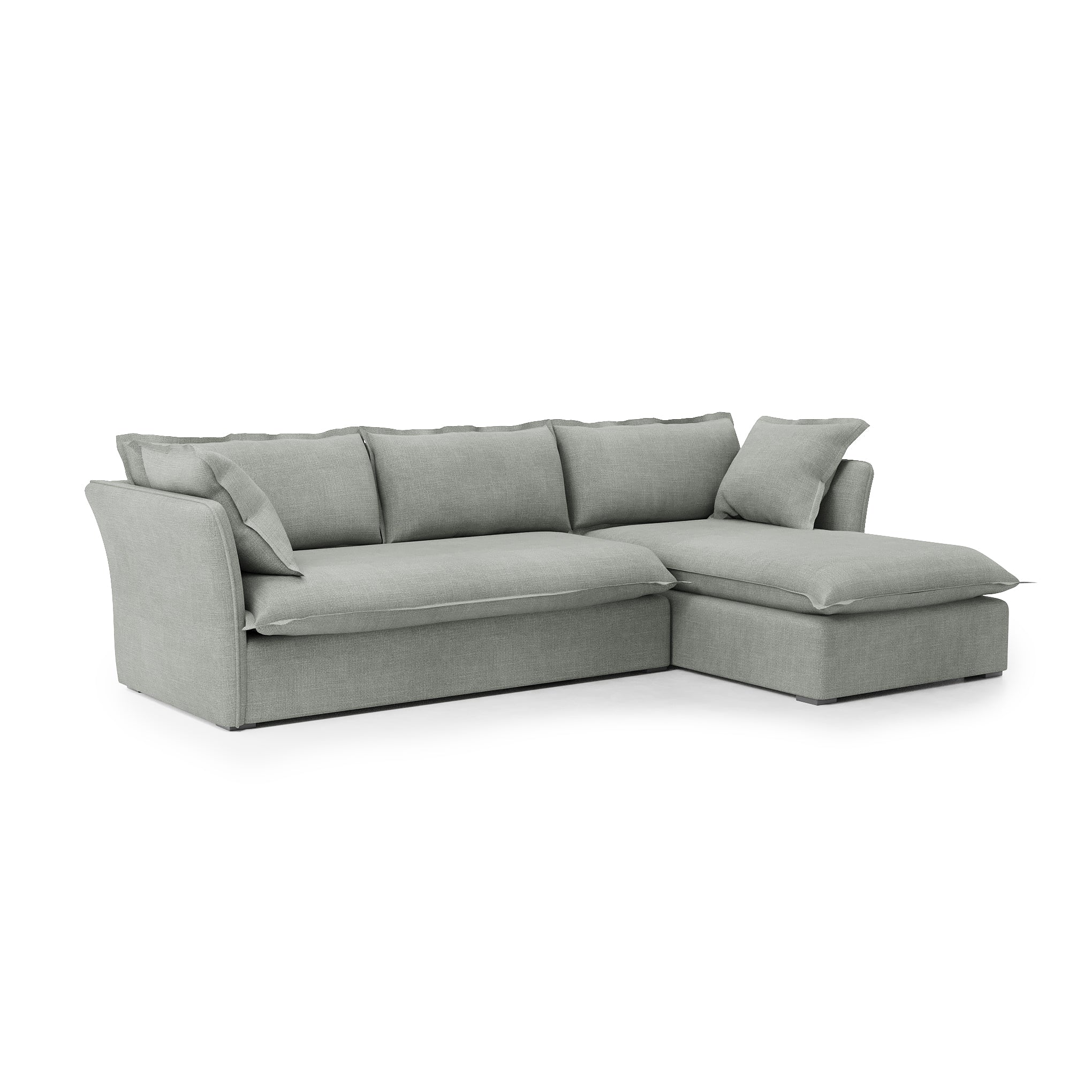 Sunday 2 Piece Sectional dove grey linen right chaise