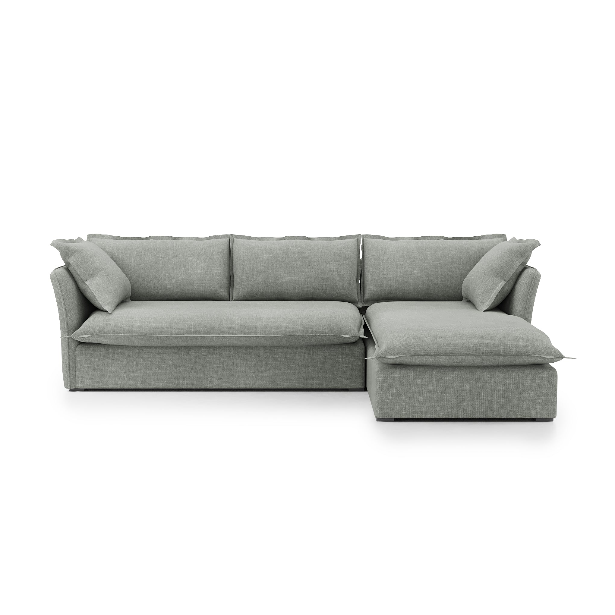 Sunday 2 Piece Sectional dove grey linen right chaise front view