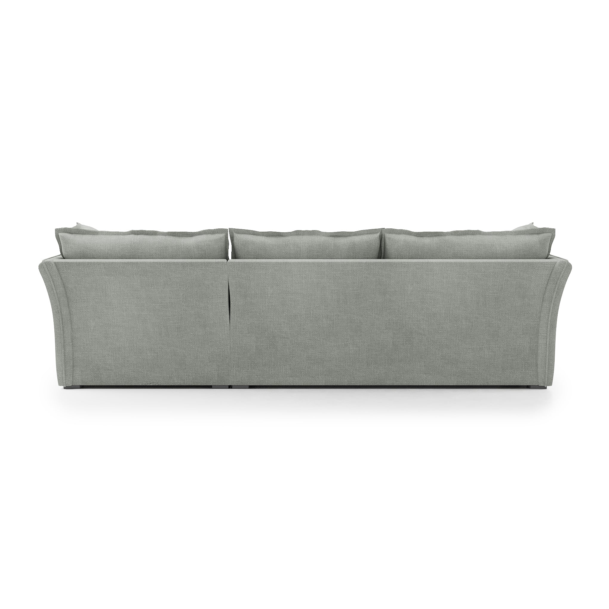 Sunday 2 Piece Sectional dove grey linen back view