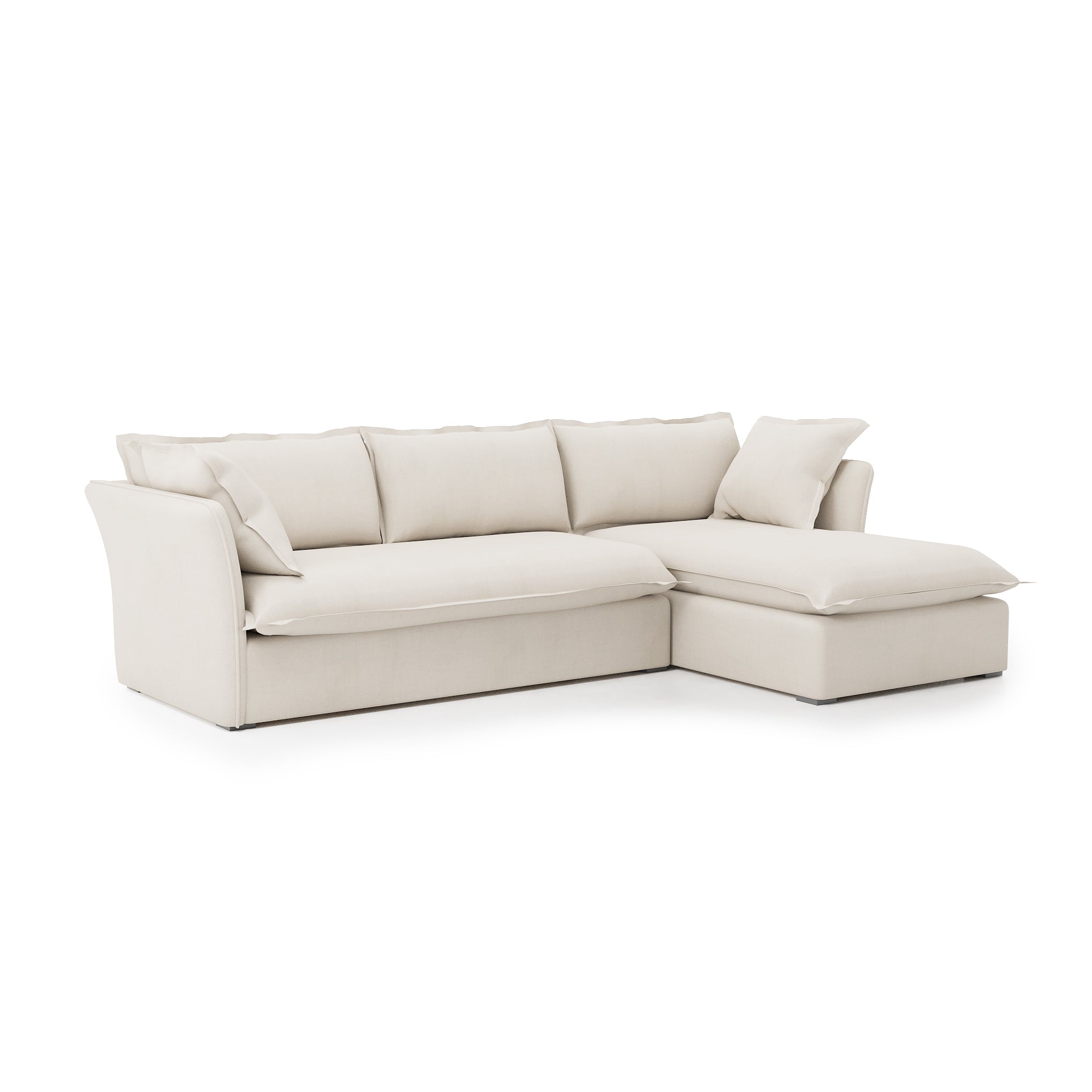 Sunday 2 Piece Sectional ivory linen right chaise