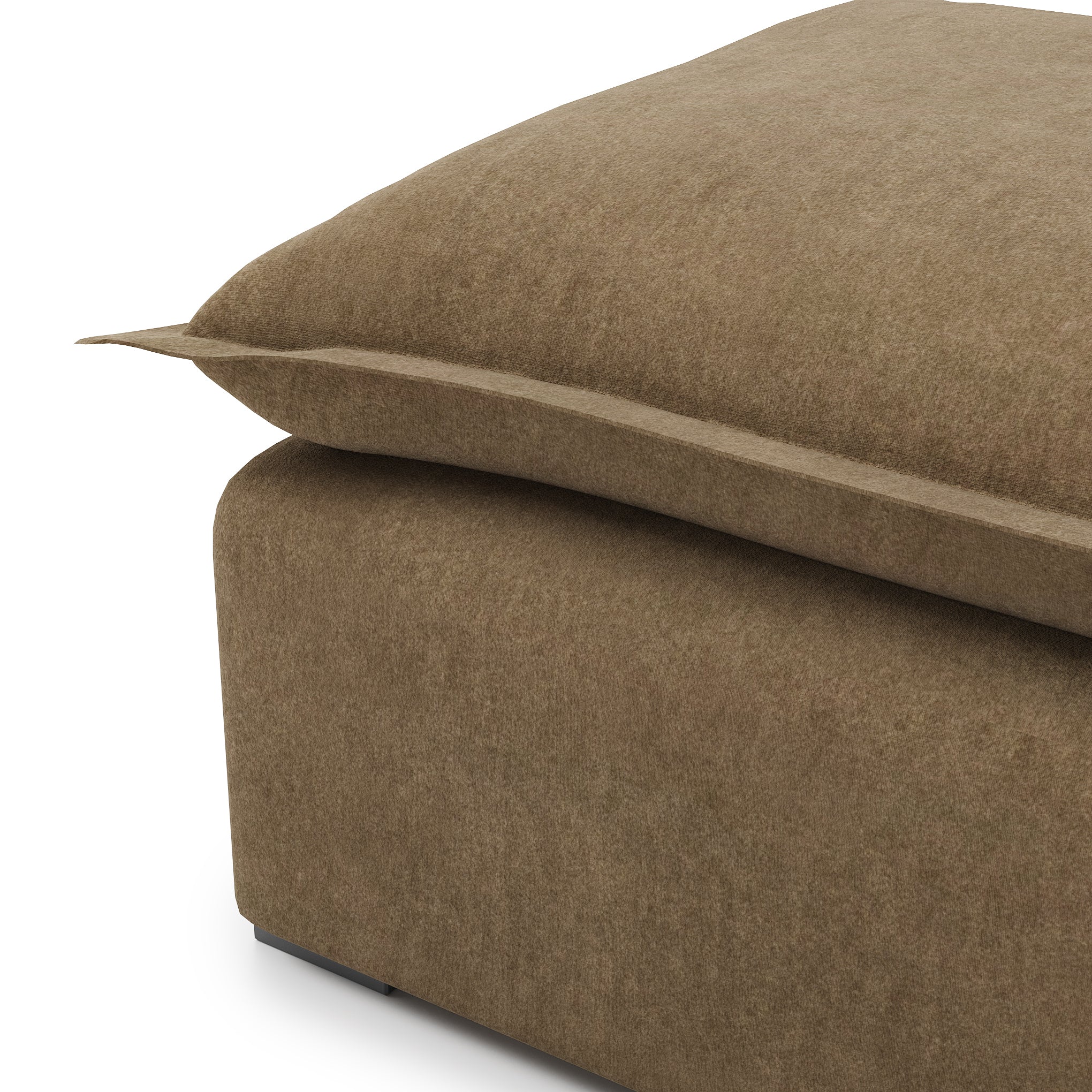 Sunday Ottoman in camel velvet close up