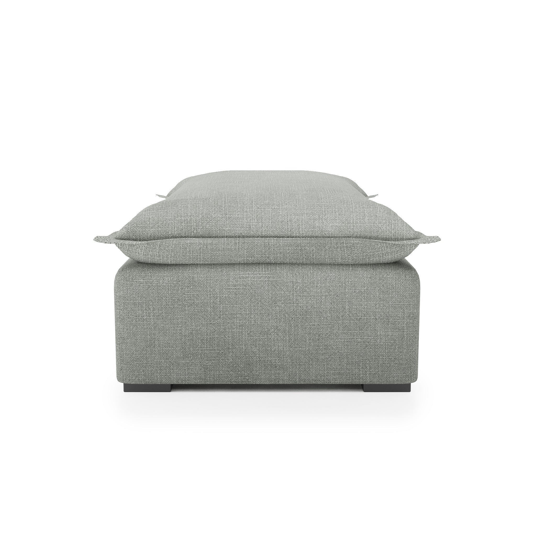 Sunday Ottoman in dove grey linen side view