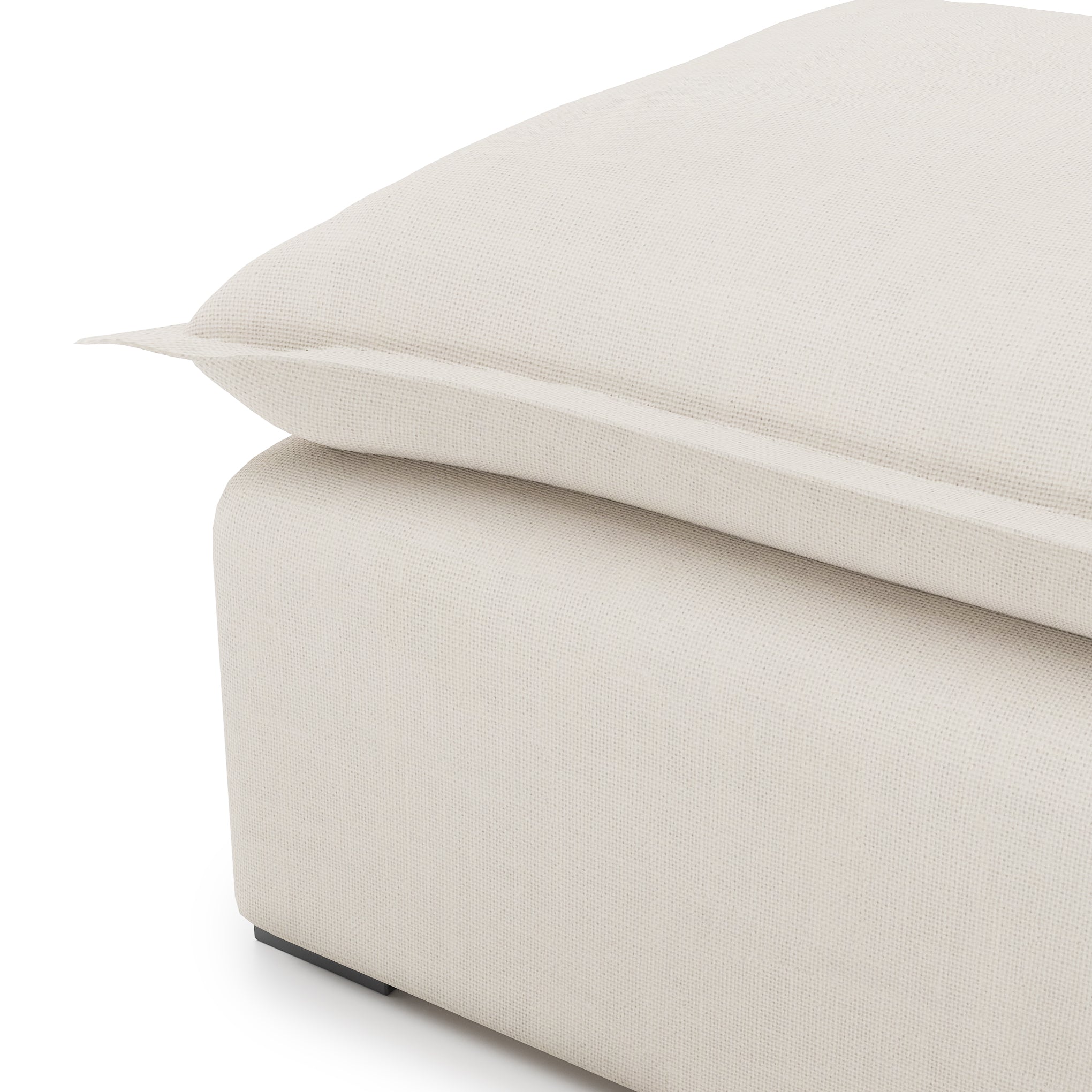 Sunday Ottoman in ivory linen close up