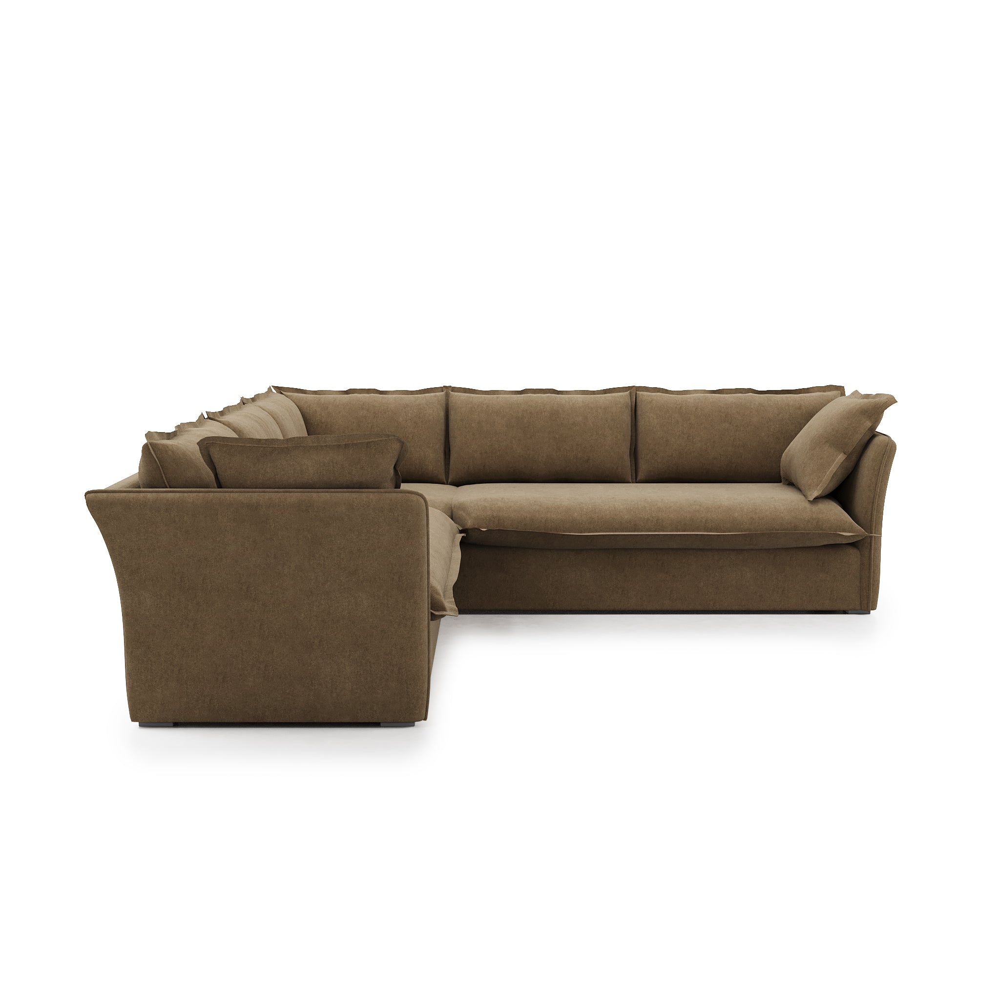 Sunday Sectional camel velvet side view