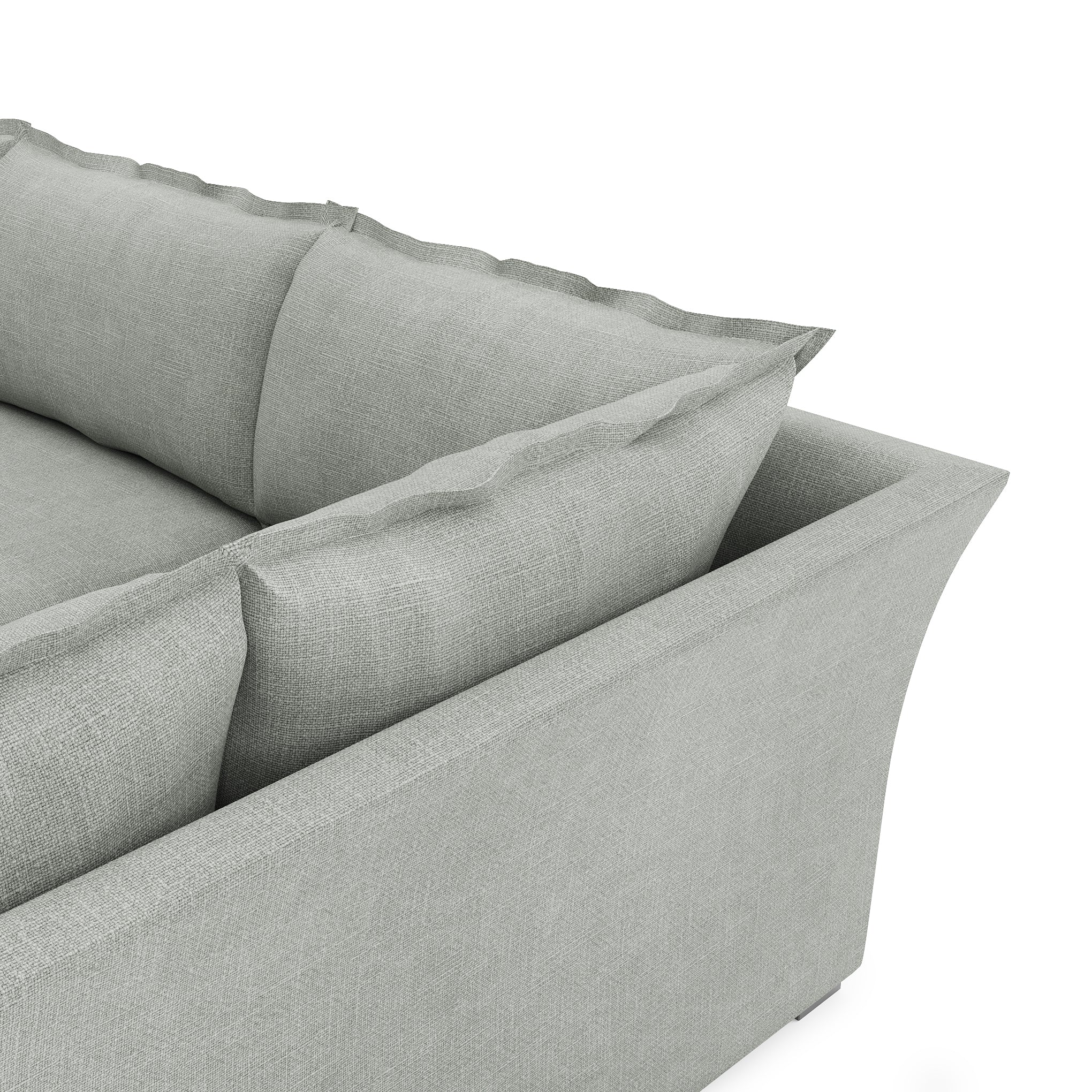 Sunday Sectional dove grey linen close up